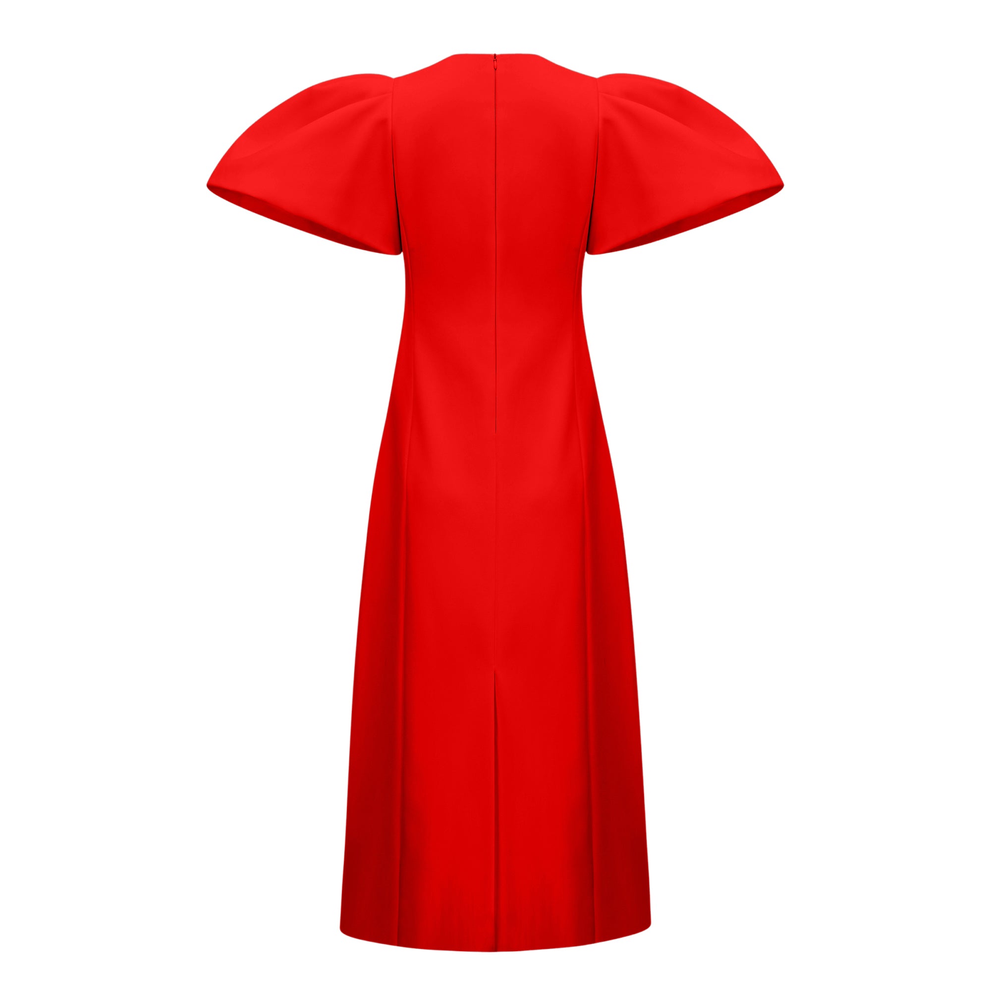 Irène Red Sequined Floral Embroidered Midi Dress