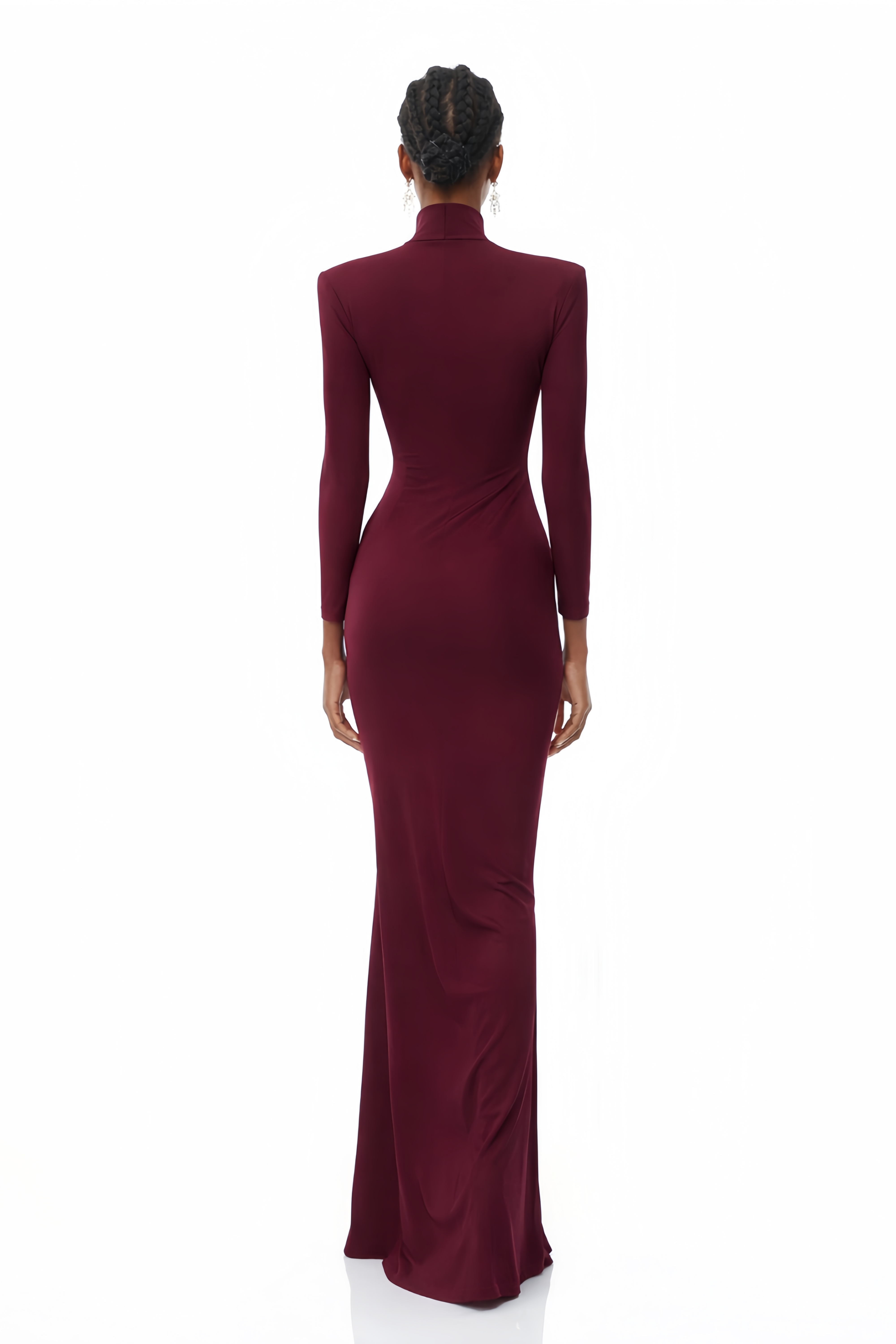 Neve Red High Neck Twist Knot Maxi Dress