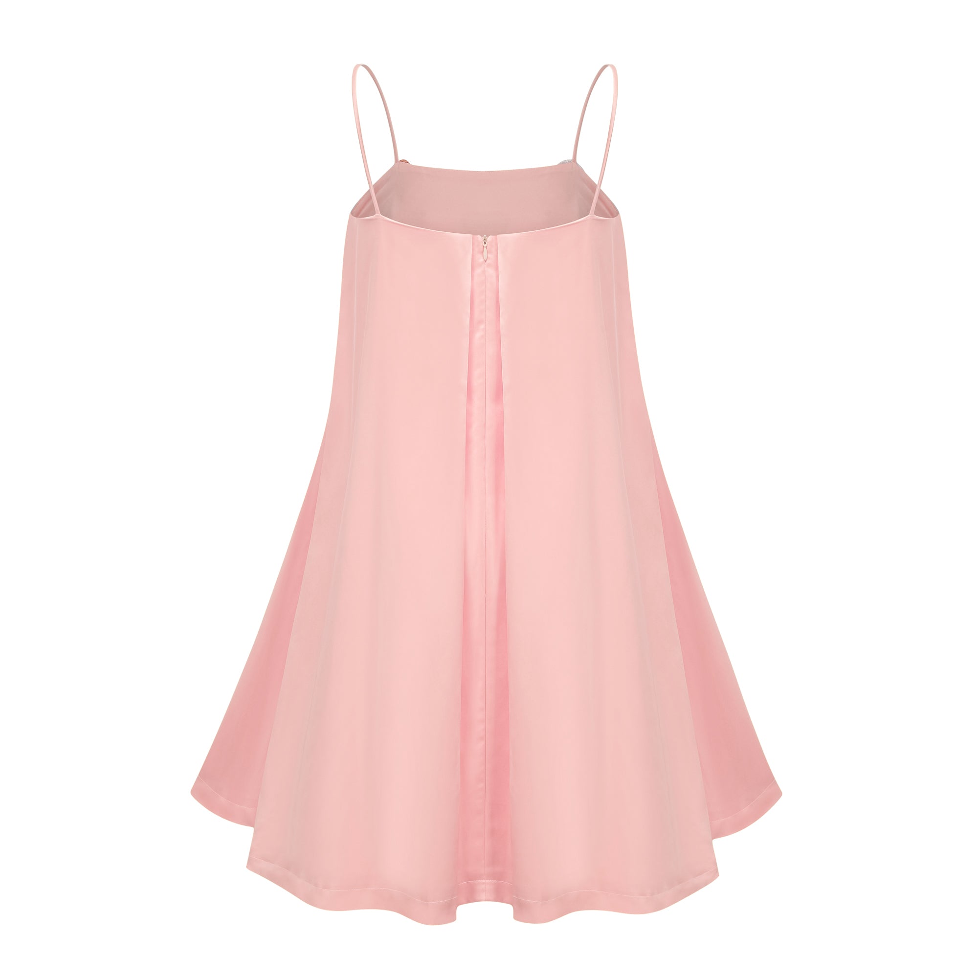 فستان أفريل الوردي القصير من الساتان المطرز بالزهور