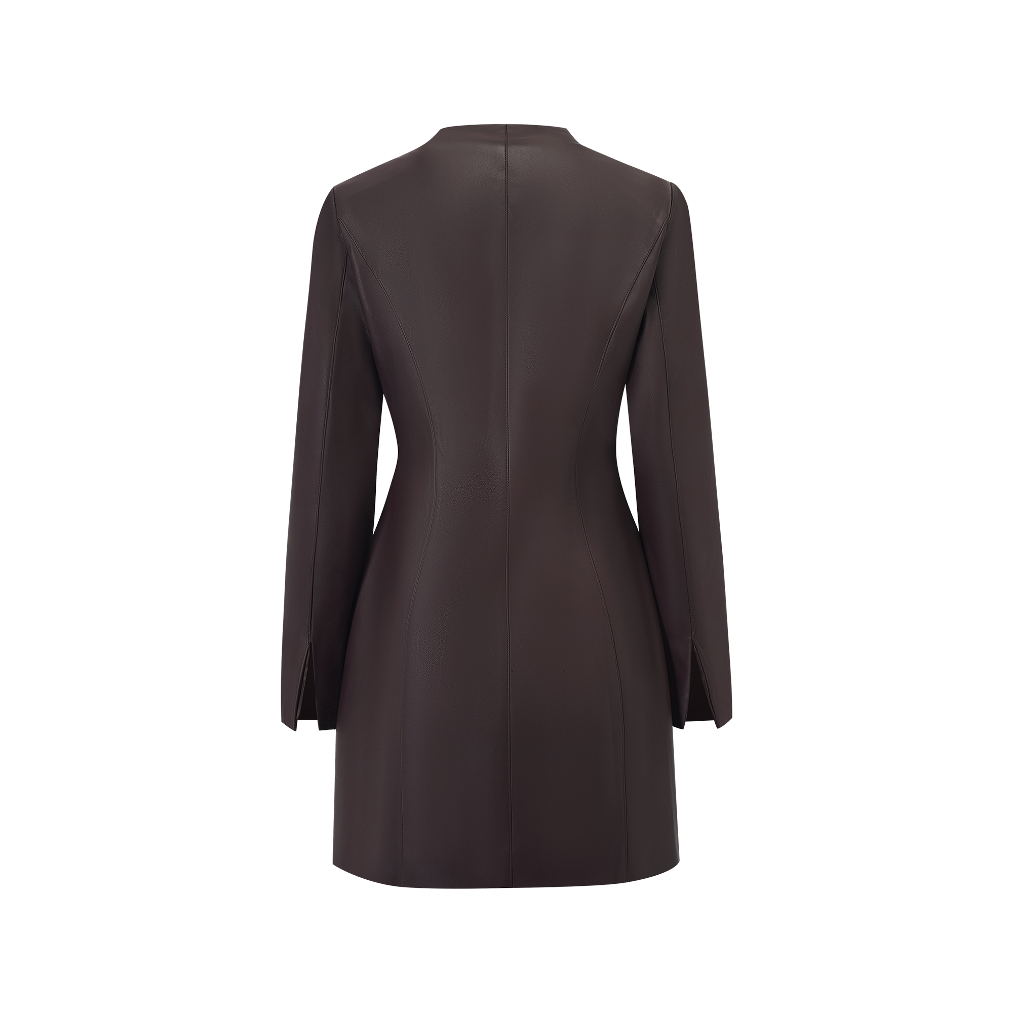 Solange Brown Leather Mini Blazer Dress