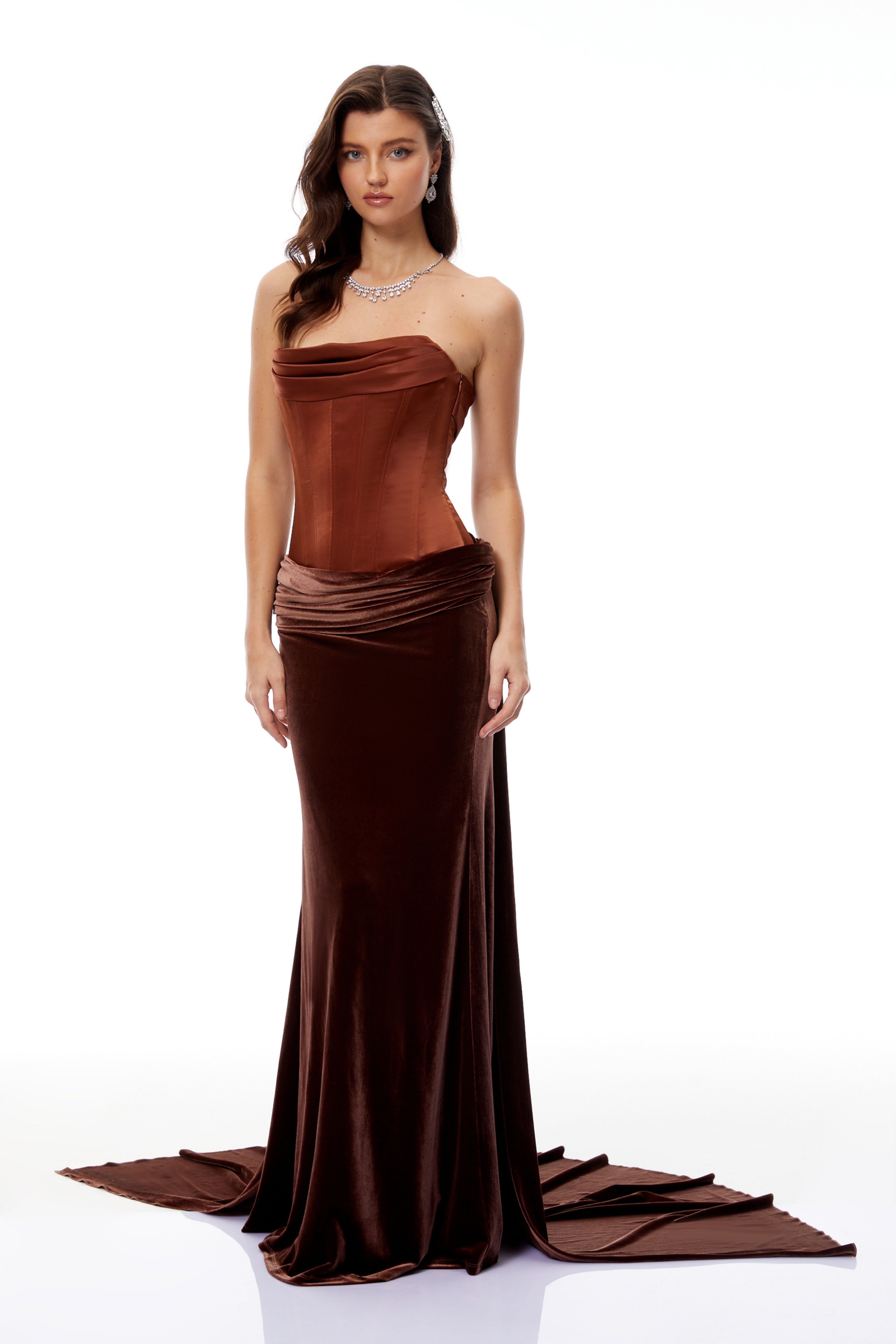 Brown Velvet Dress
