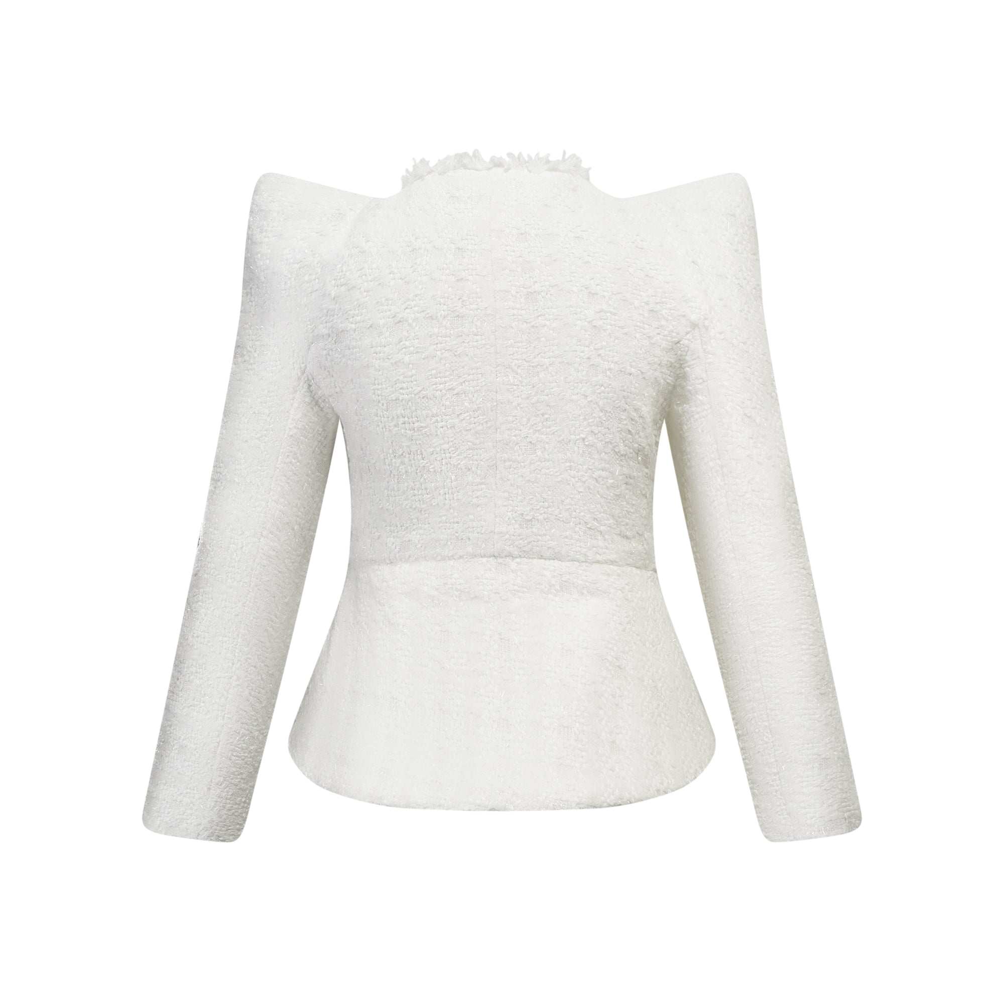 Séraphine White Frayed Tweed Jacket & Shorts Set