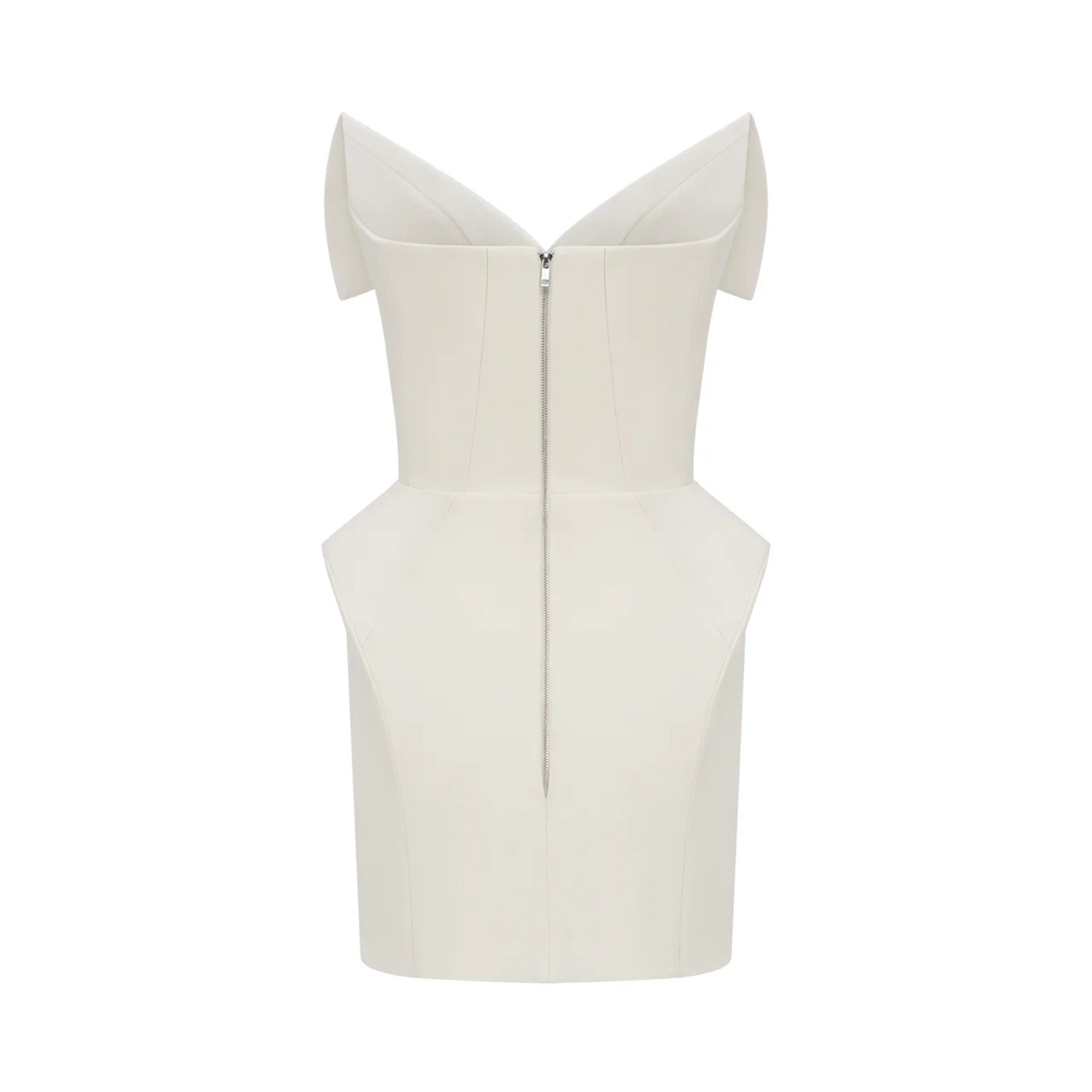 فستان ألبا الأبيض القصير ذو الخصر البرميلي