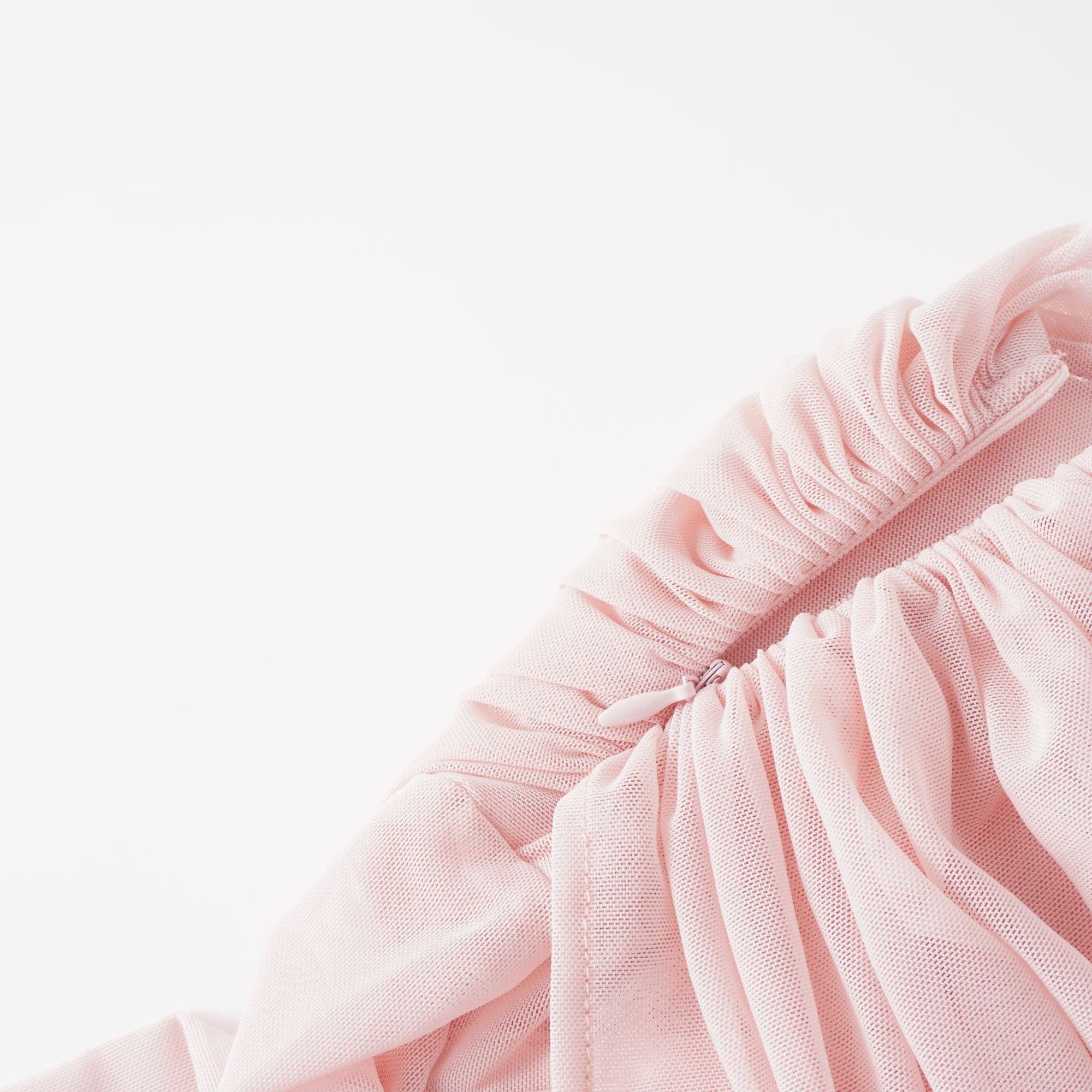 Garance Pink Asymmetrical Ruched Mesh Maxi Dress