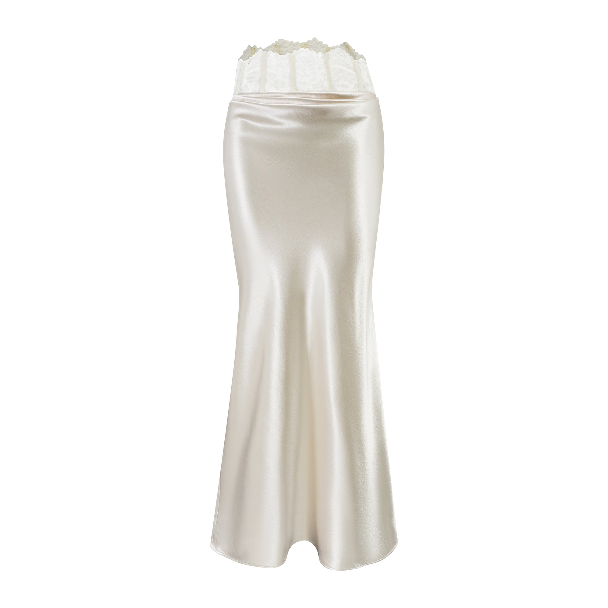 Eeva Weißes Maxikleid mit floraler Spitzenpasse