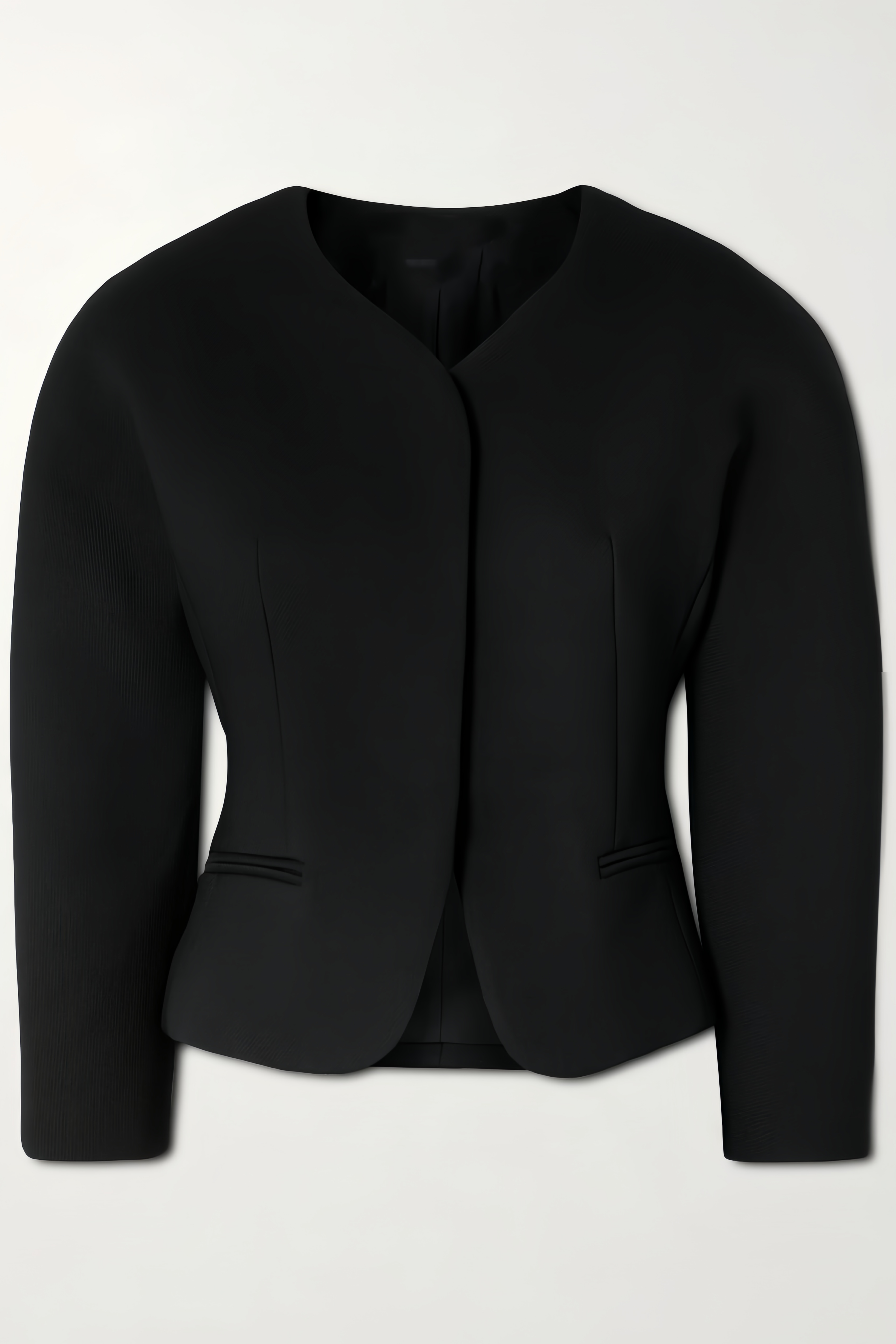 Consuelo Black Collarless Peplum Waist Blazer (Final Sale)