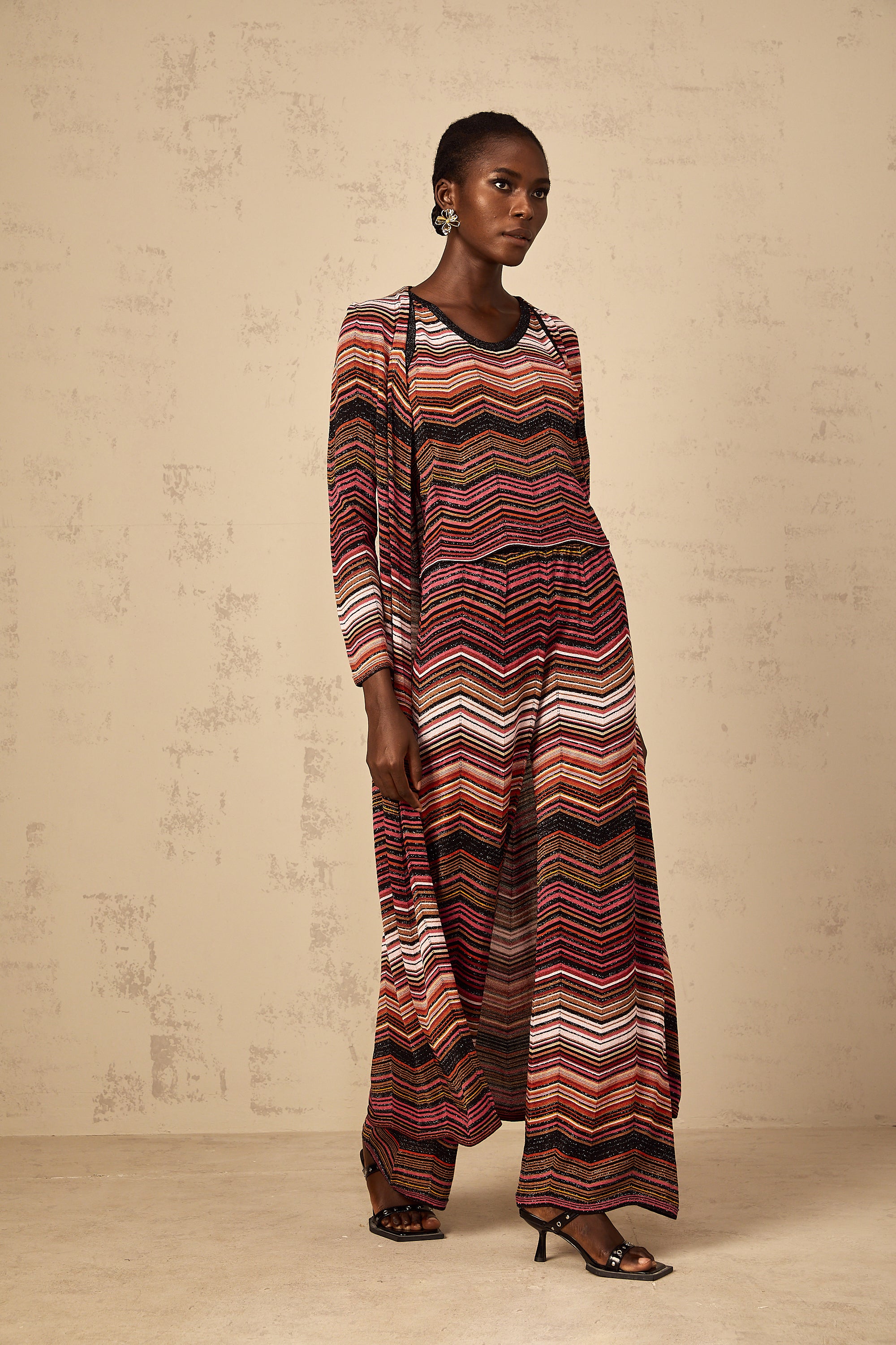 Chloé Red Striped Knit Long Cardigan