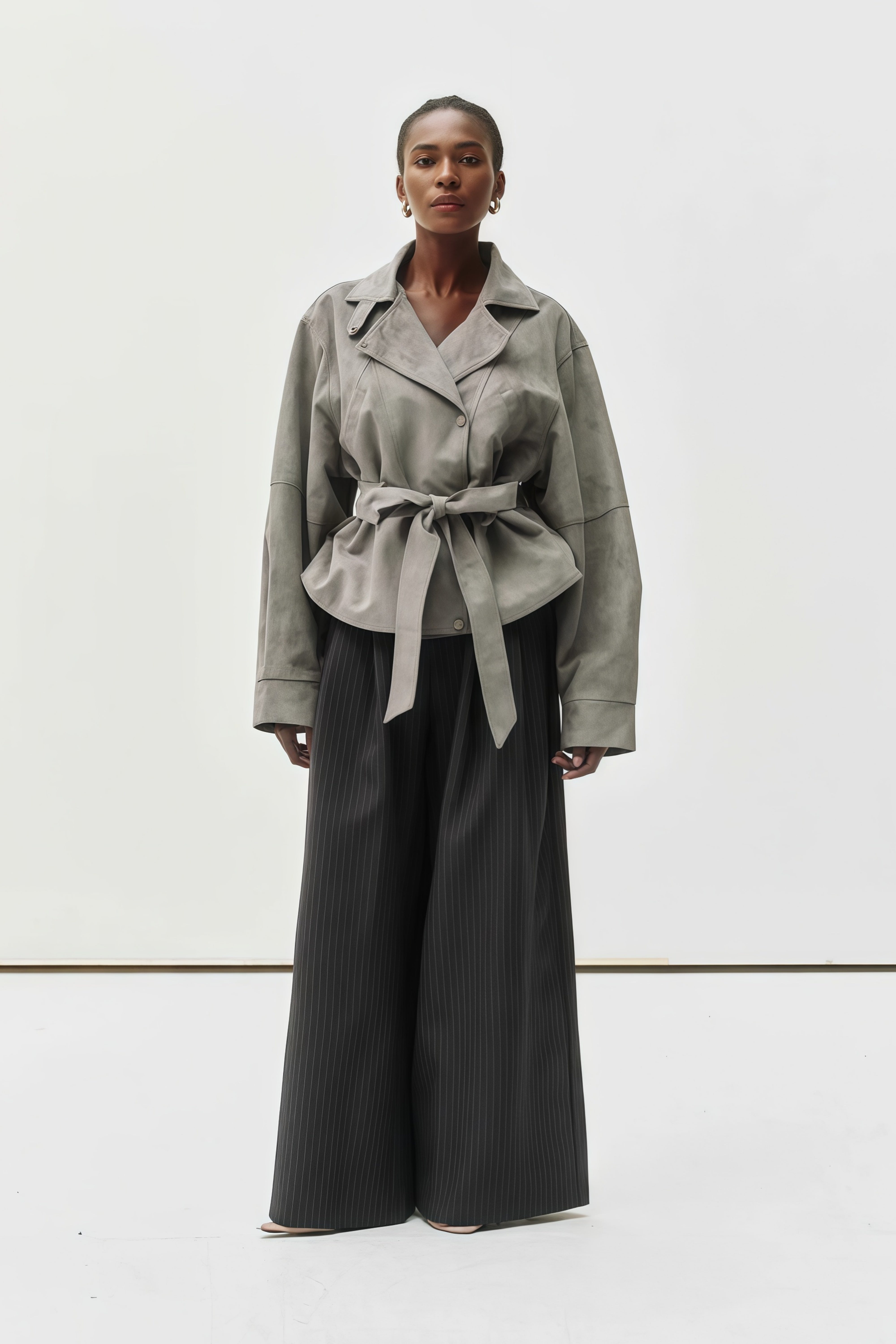 جاكيت راكب الدراجة الجلد المدبوغ بحزام بني من أفيلين