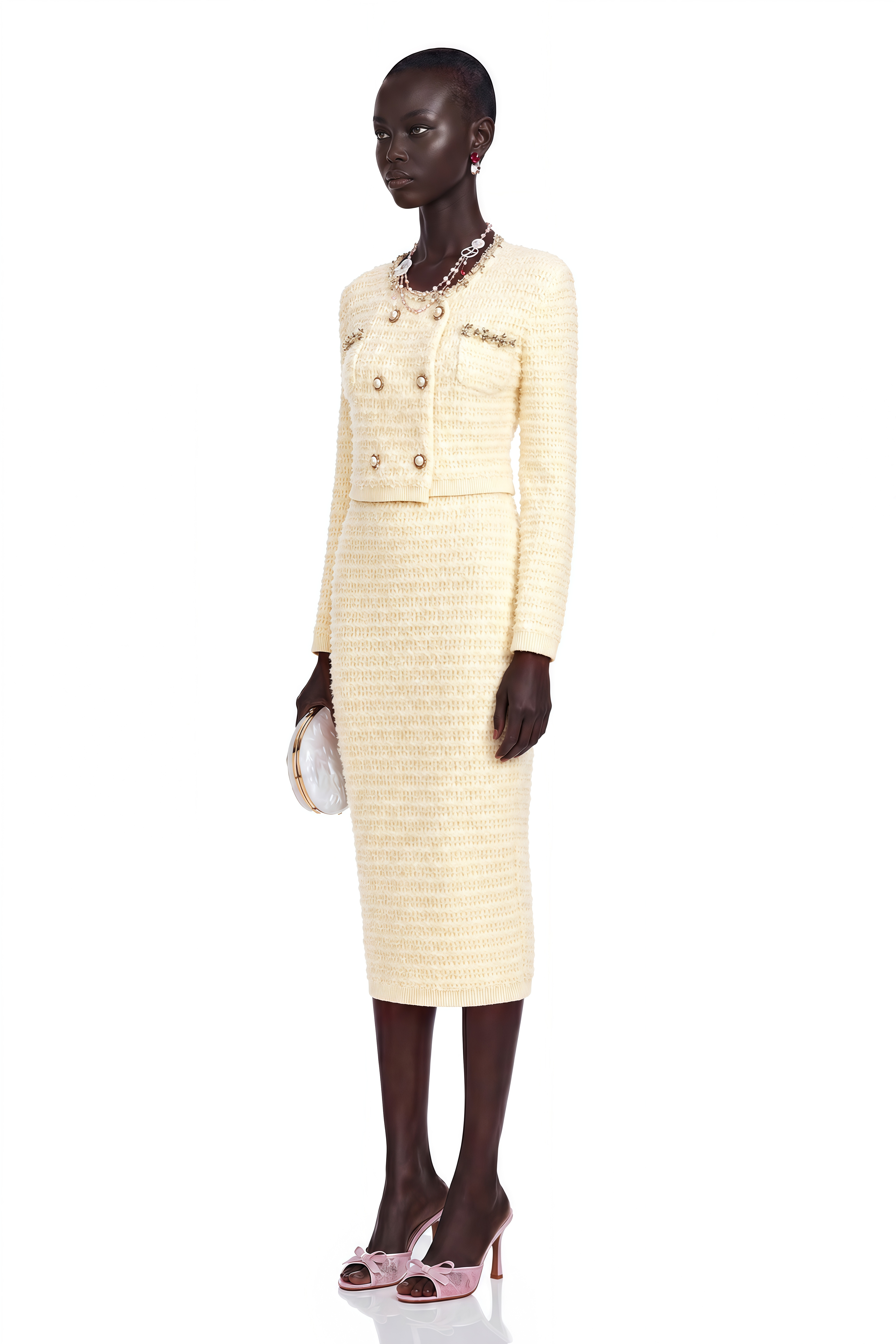 Justine Embellished Knit Cardigan & Skirt Matching Set