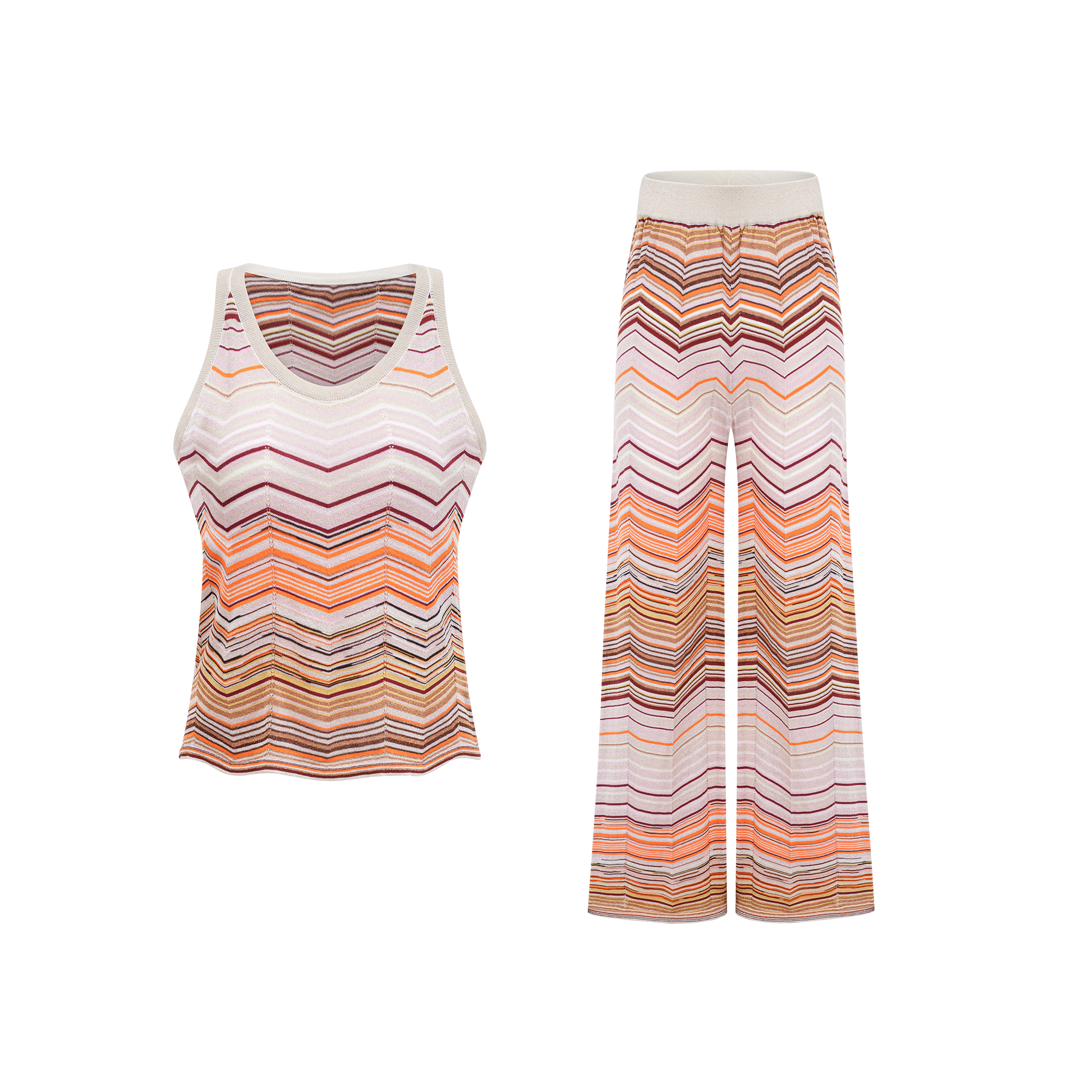 Chloé Neutrales gestreiftes Strick-Set (Endgültiger Verkauf – nur in den USA)