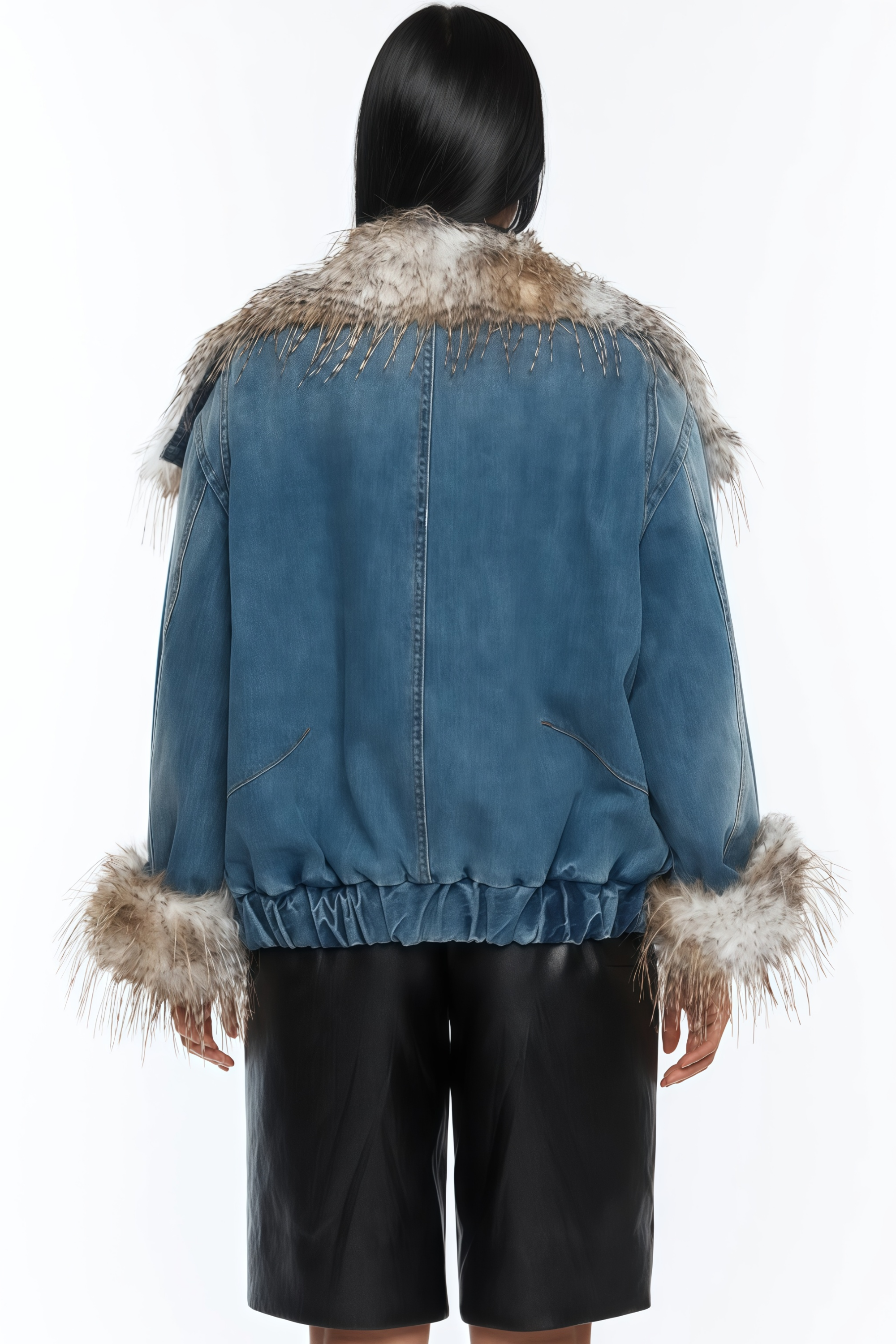 Gemma Blue Ombré Feather Panel Denim Jacket