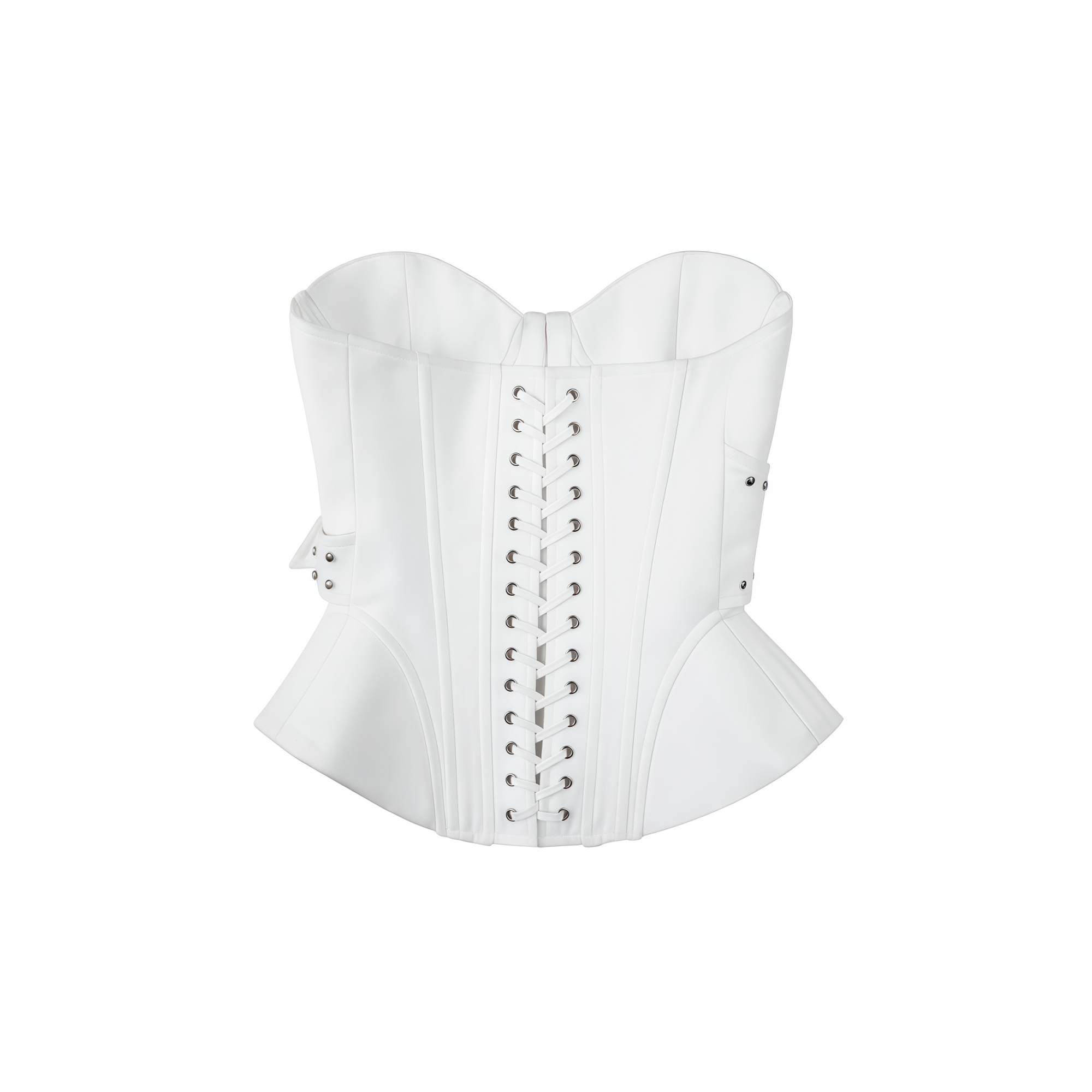 Tiril White Studded Belted Corset Top