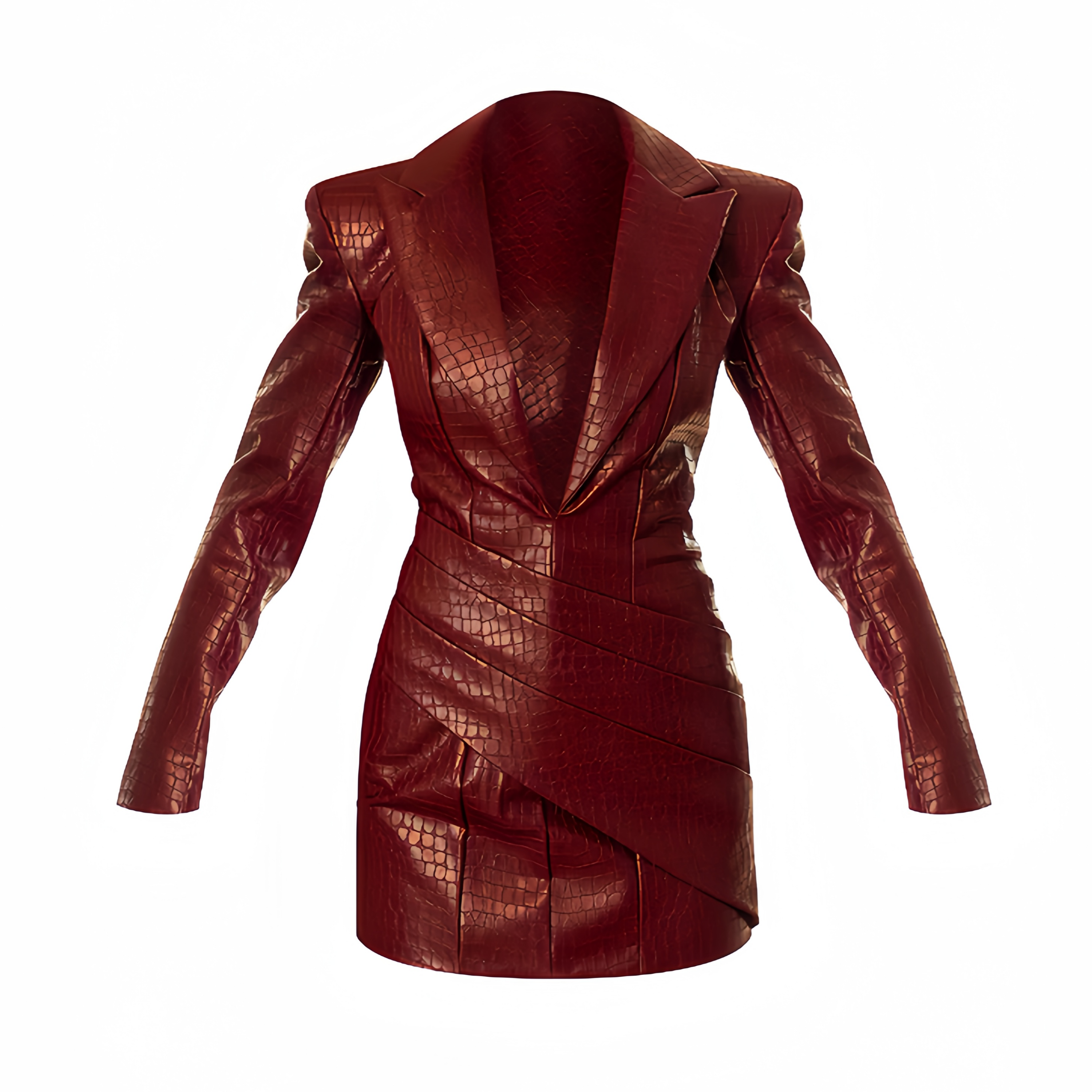 Milania Maroon Faux Leather Blazer Dress