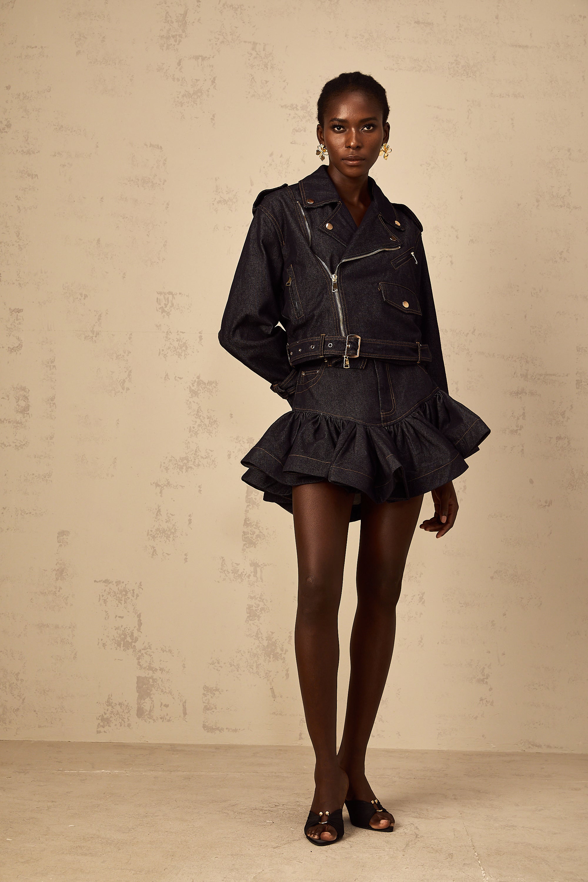 Florence – Jeansjacke mit Kontrastnähten in Indigoblau