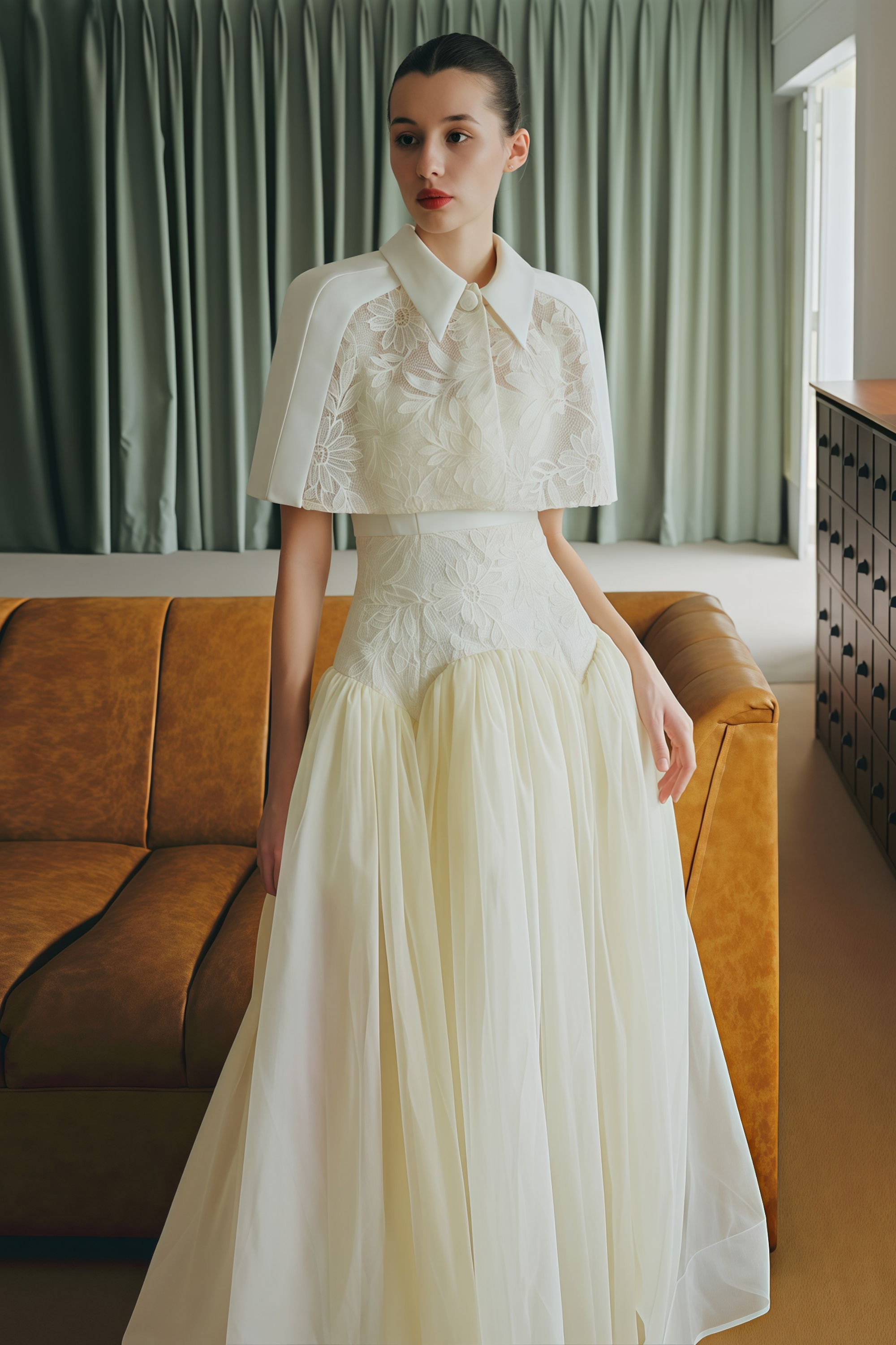 طقم عباءة وفستان من بروك وايت دانتيل