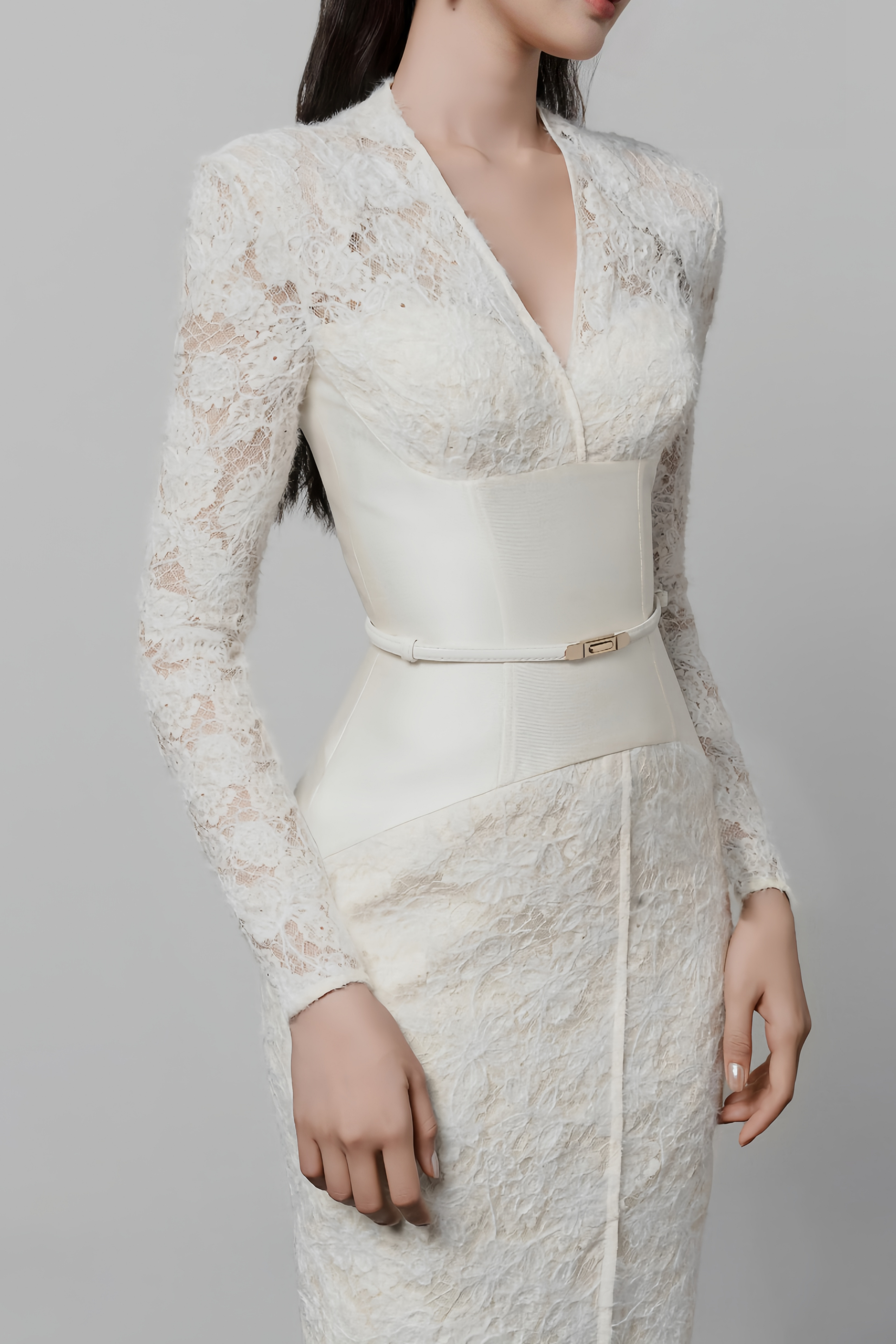 Oona White Floral Lace Pencil Midi Dress