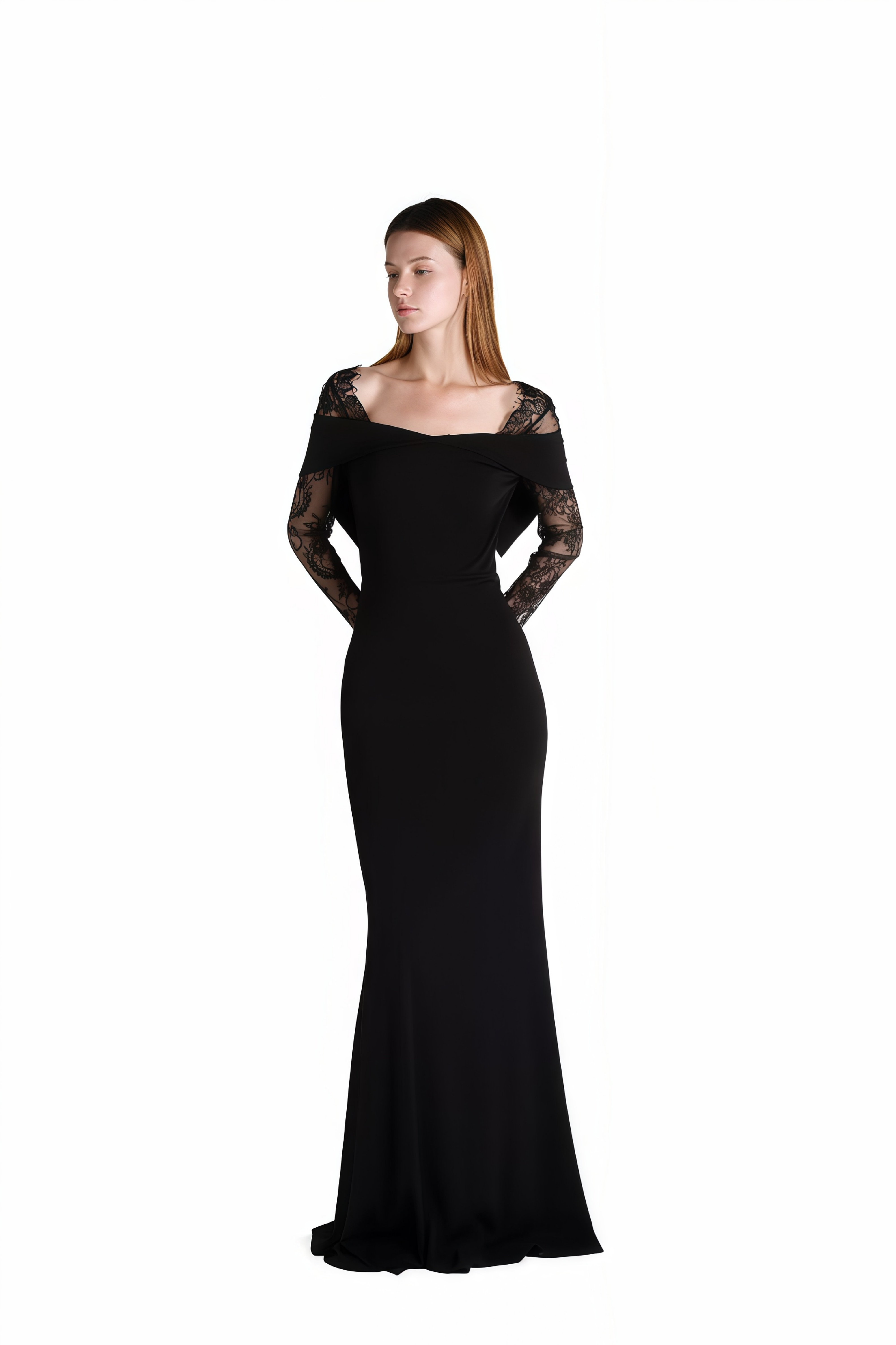 فستان جورجينا ماكسي واسع من الدانتيل باللون الأزرق البحري