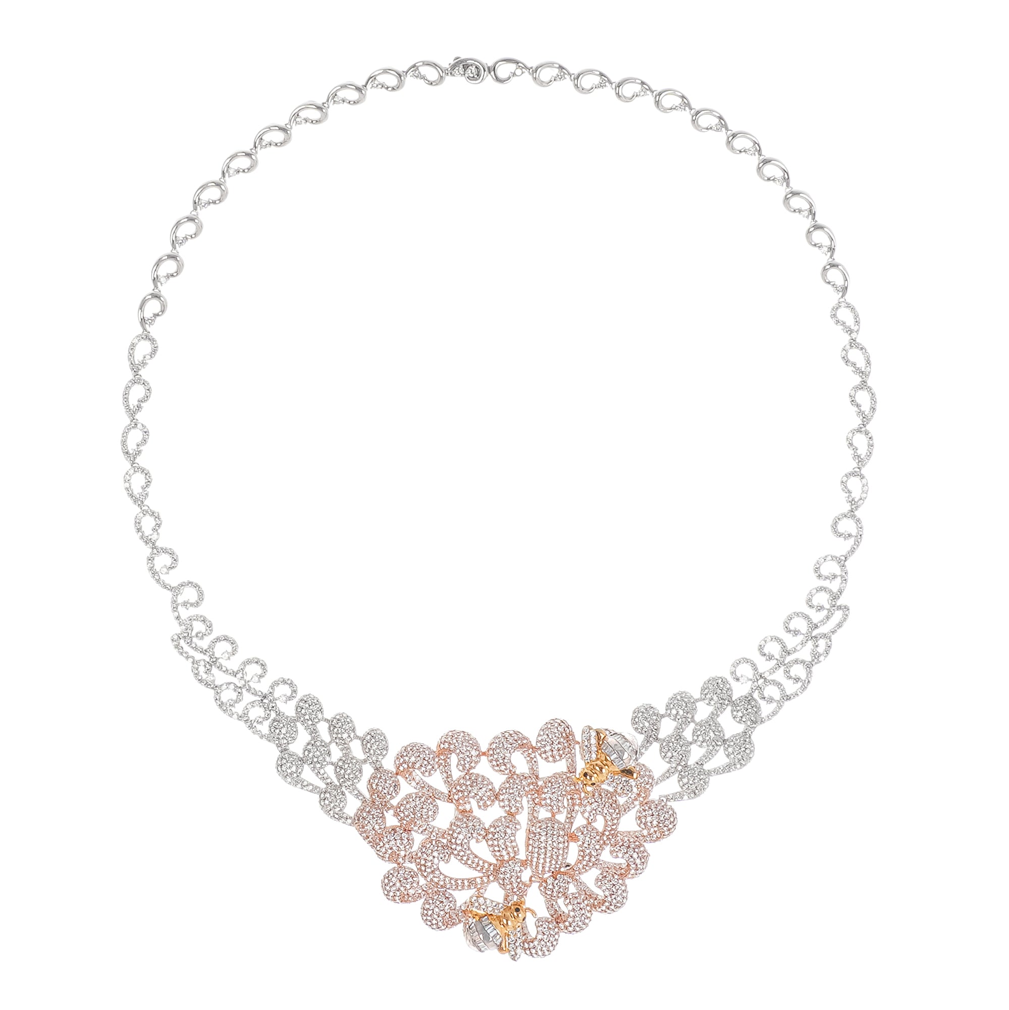 Anthemon Silver Tone Crystal Embellished Necklace