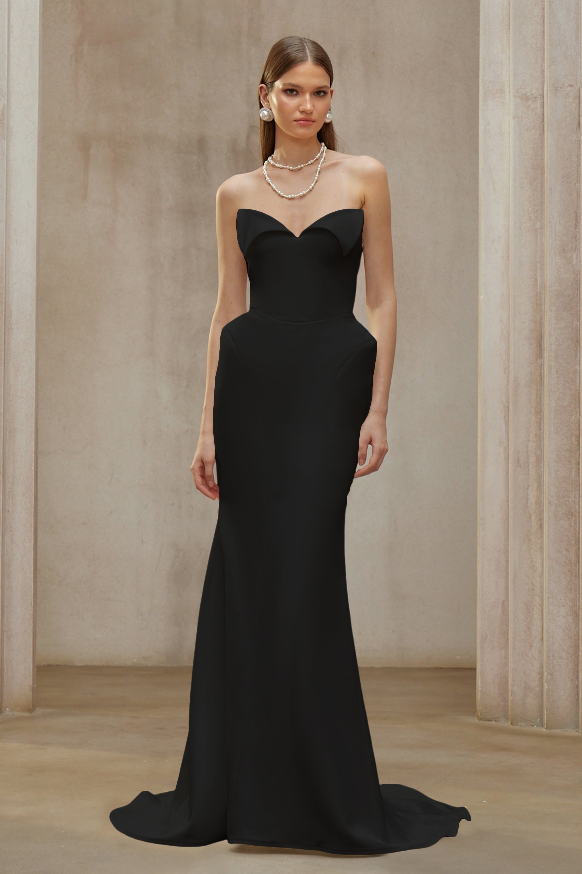 Alba Black Barrel Waist Corset Maxi Dress