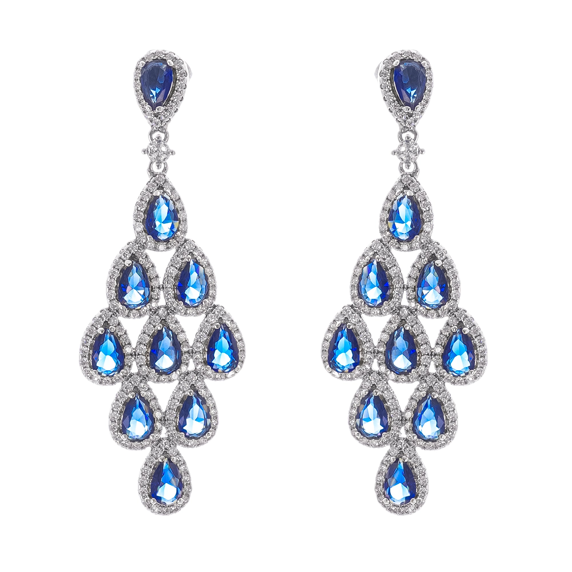 Estelle Blue Crystal Embellished Sterling Silver Earrings
