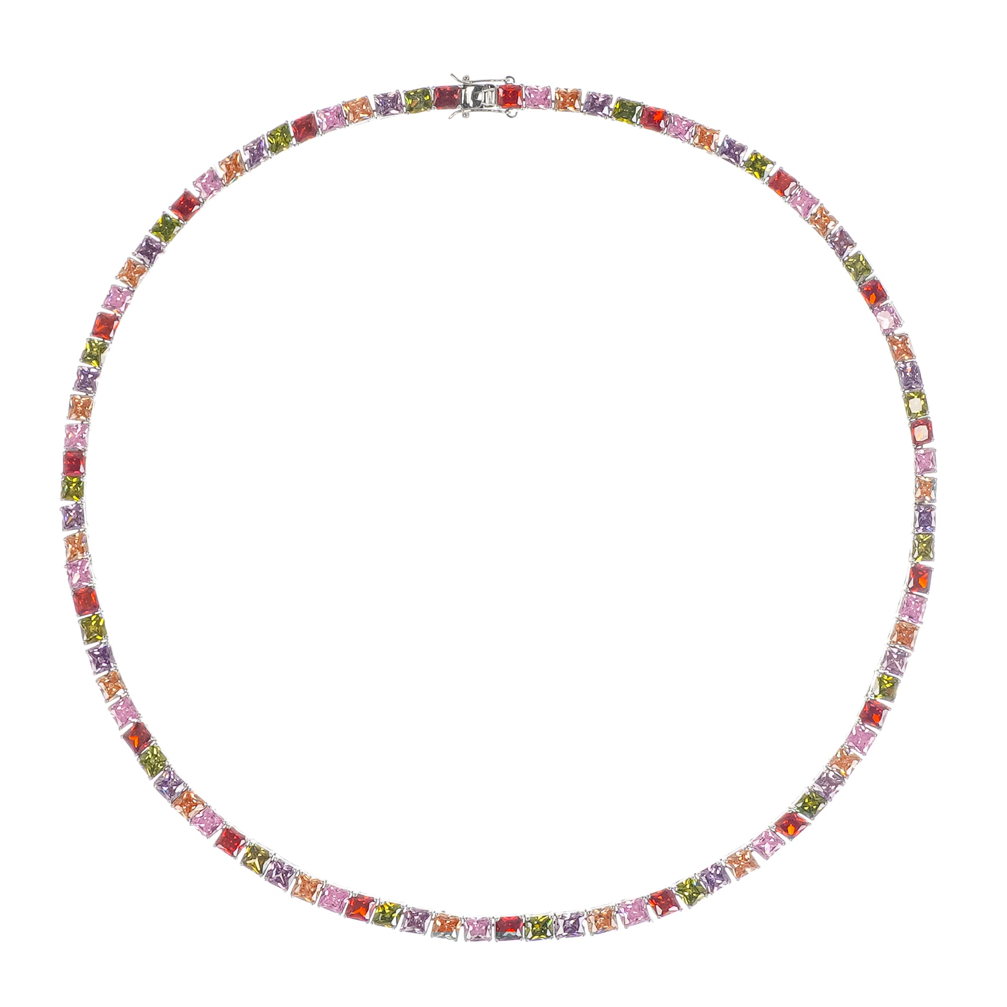 Avril Multicolor Square Cut Crystal Embellished Necklace