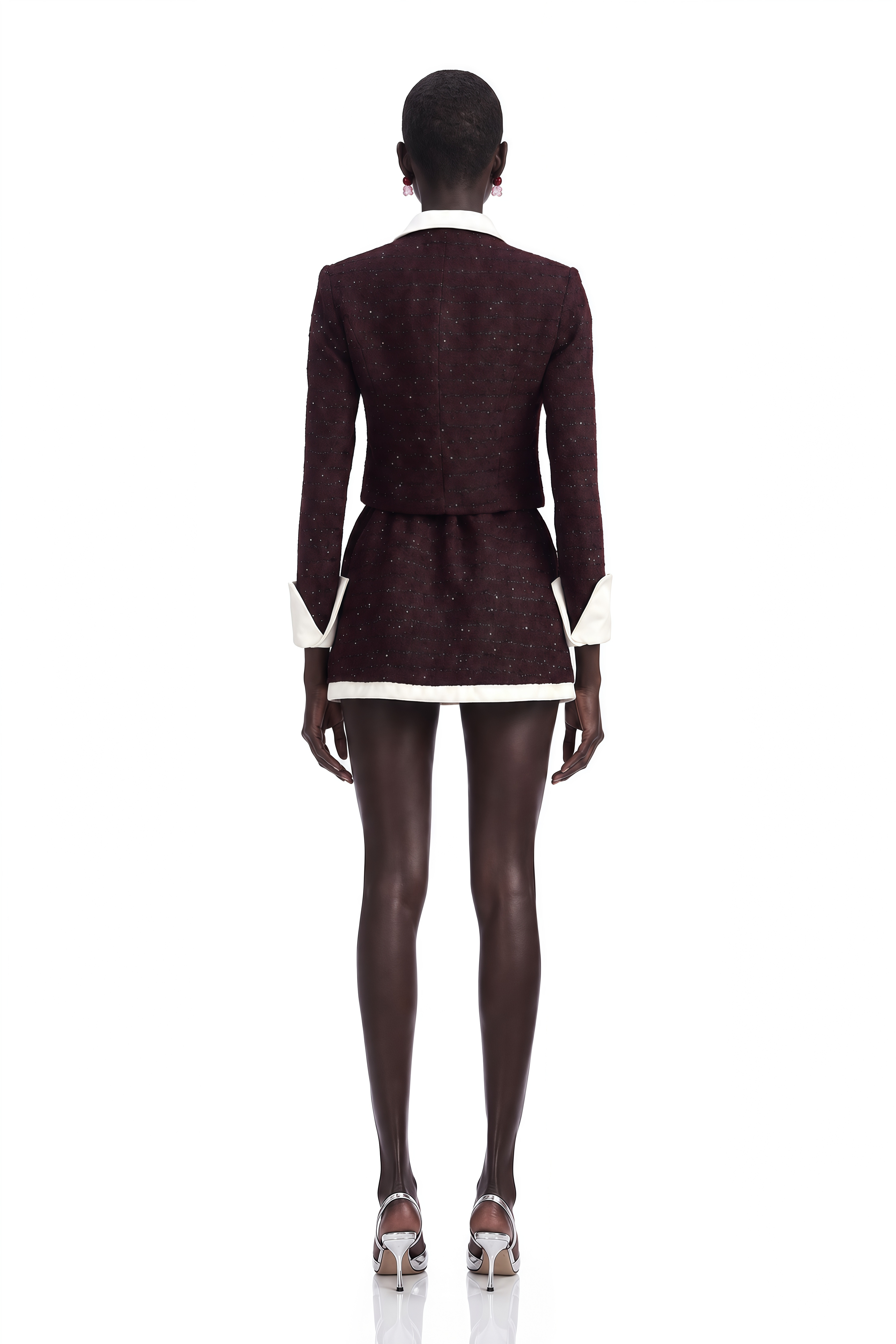 Brigitte Purple Sequined Tweed Jacket & Skirt Matching Set