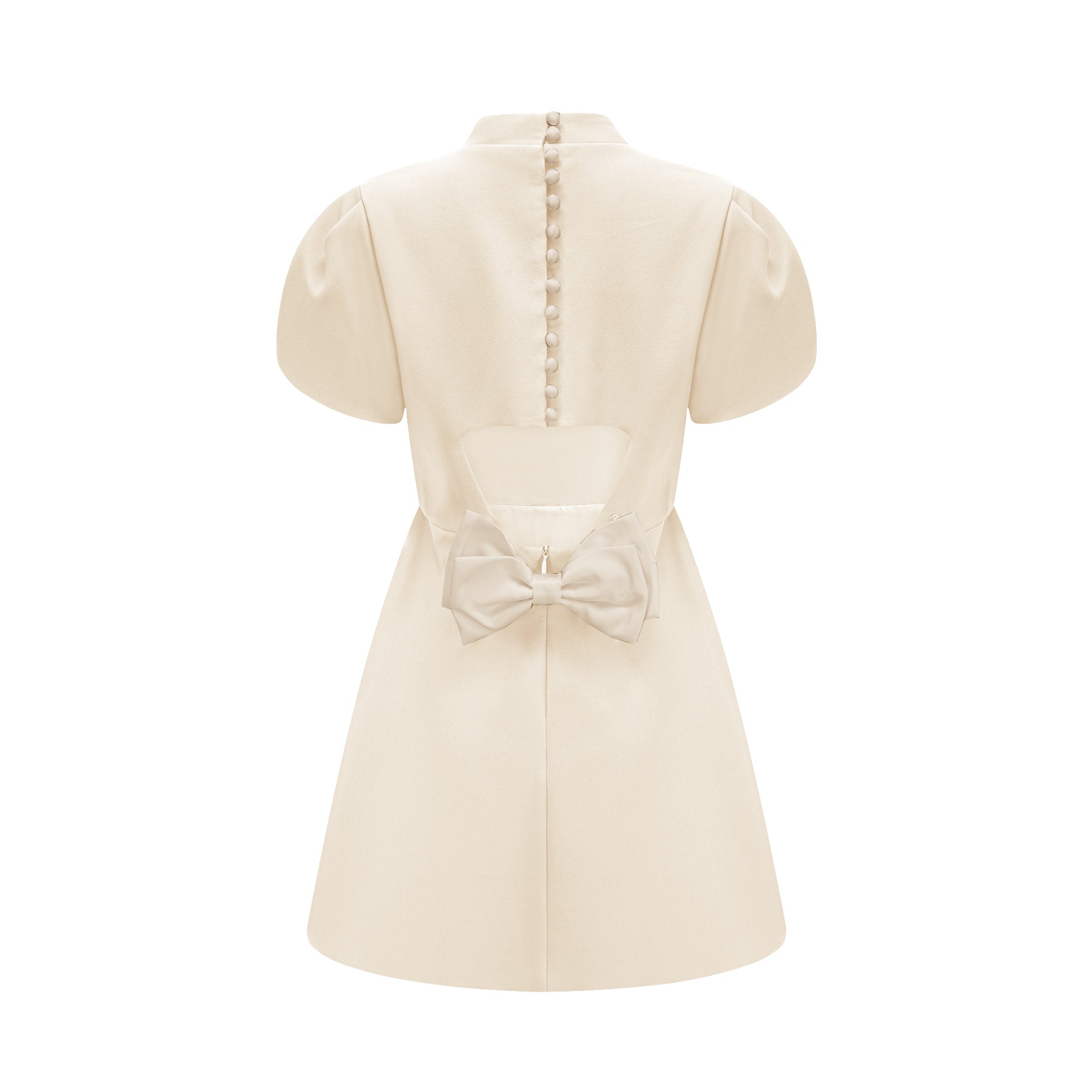 Anna rotes Minikleid mit Cut-Out-Schleife und Blütenärmeln