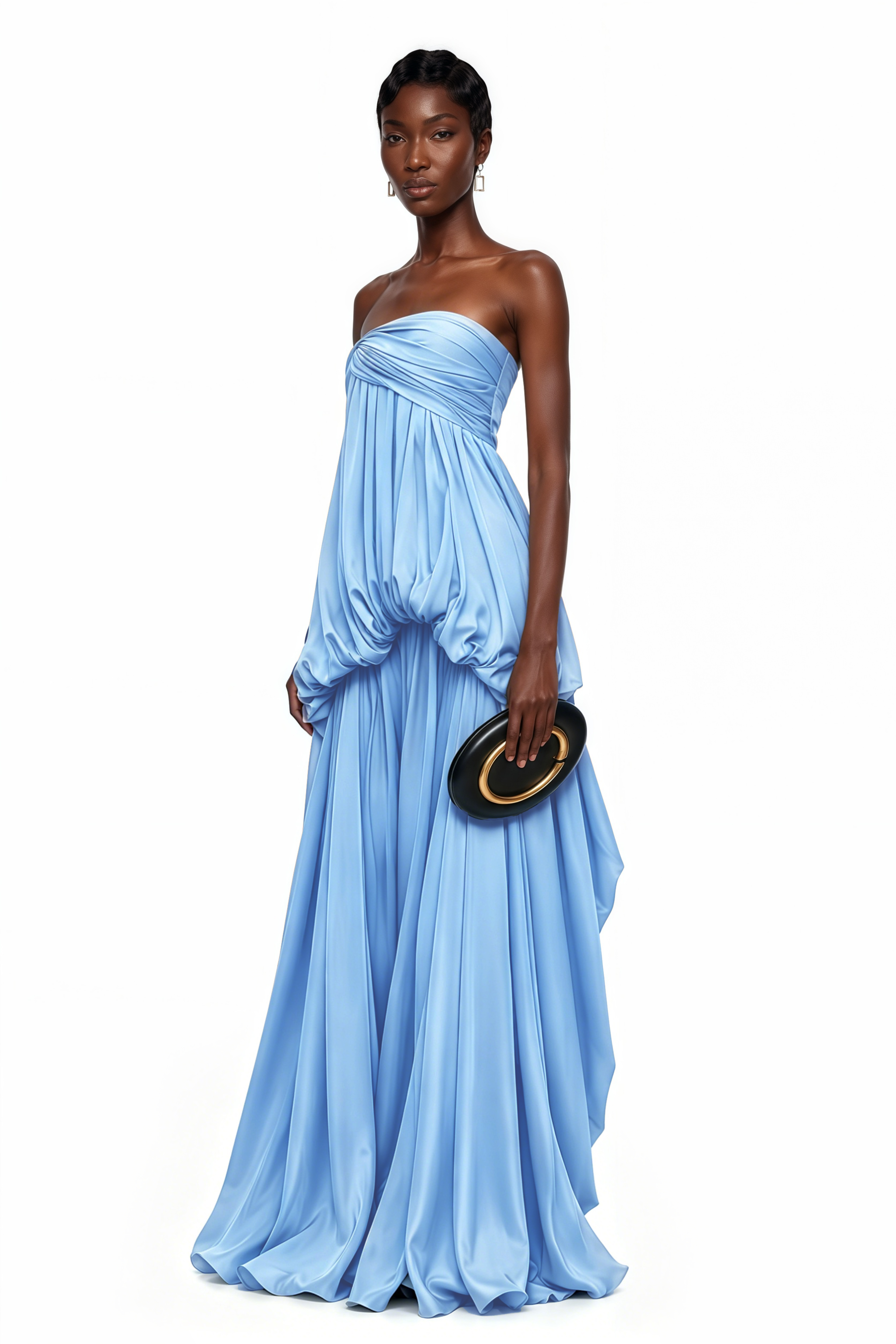 Aamu Blue Off Shoulder Maxi Dress