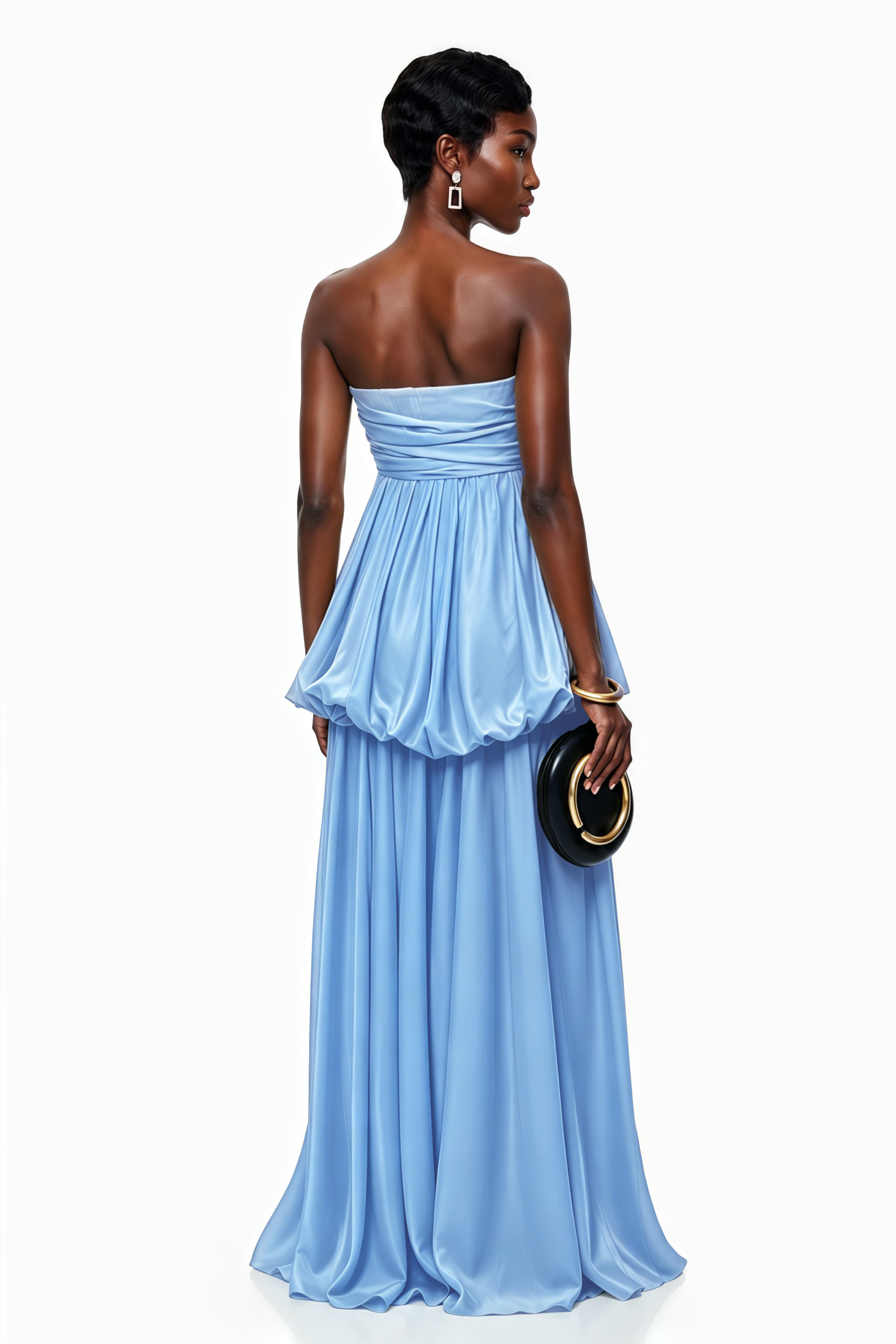 Aamu Blue Off Shoulder Maxi Dress
