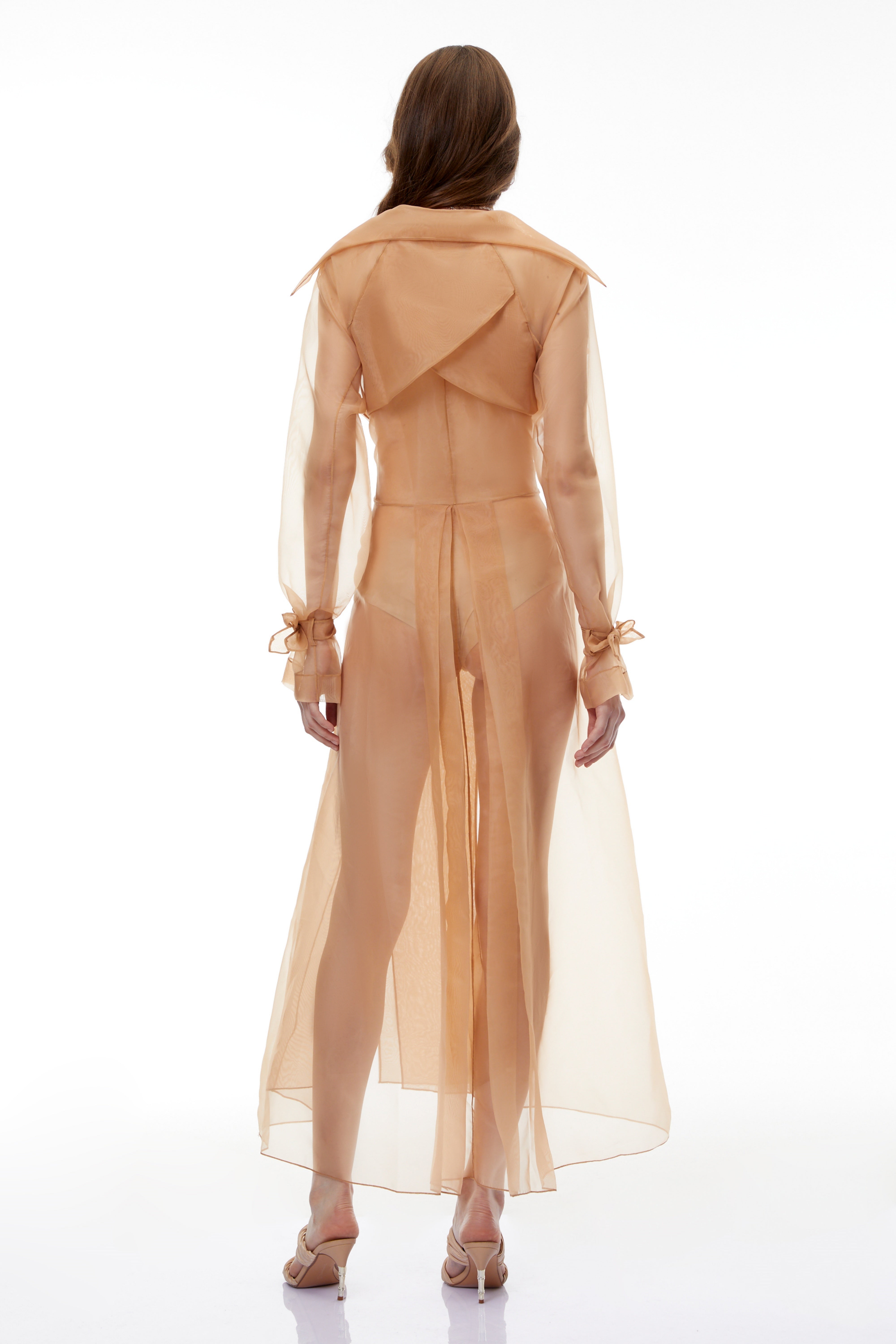 Adèle Orange Semi Sheer Chiffon Coat