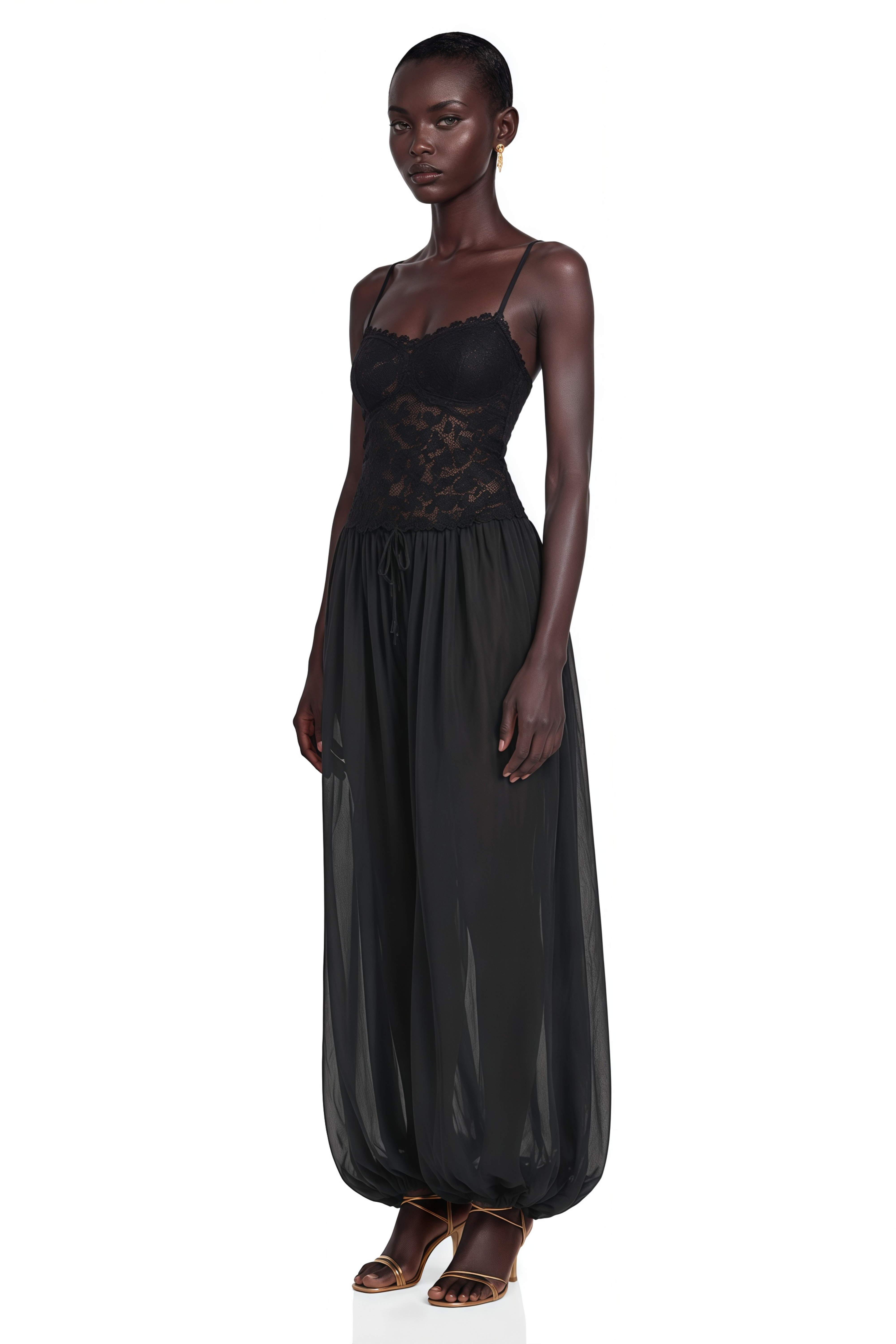 Agatha Black Semi-Sheer Lace Jumpsuit