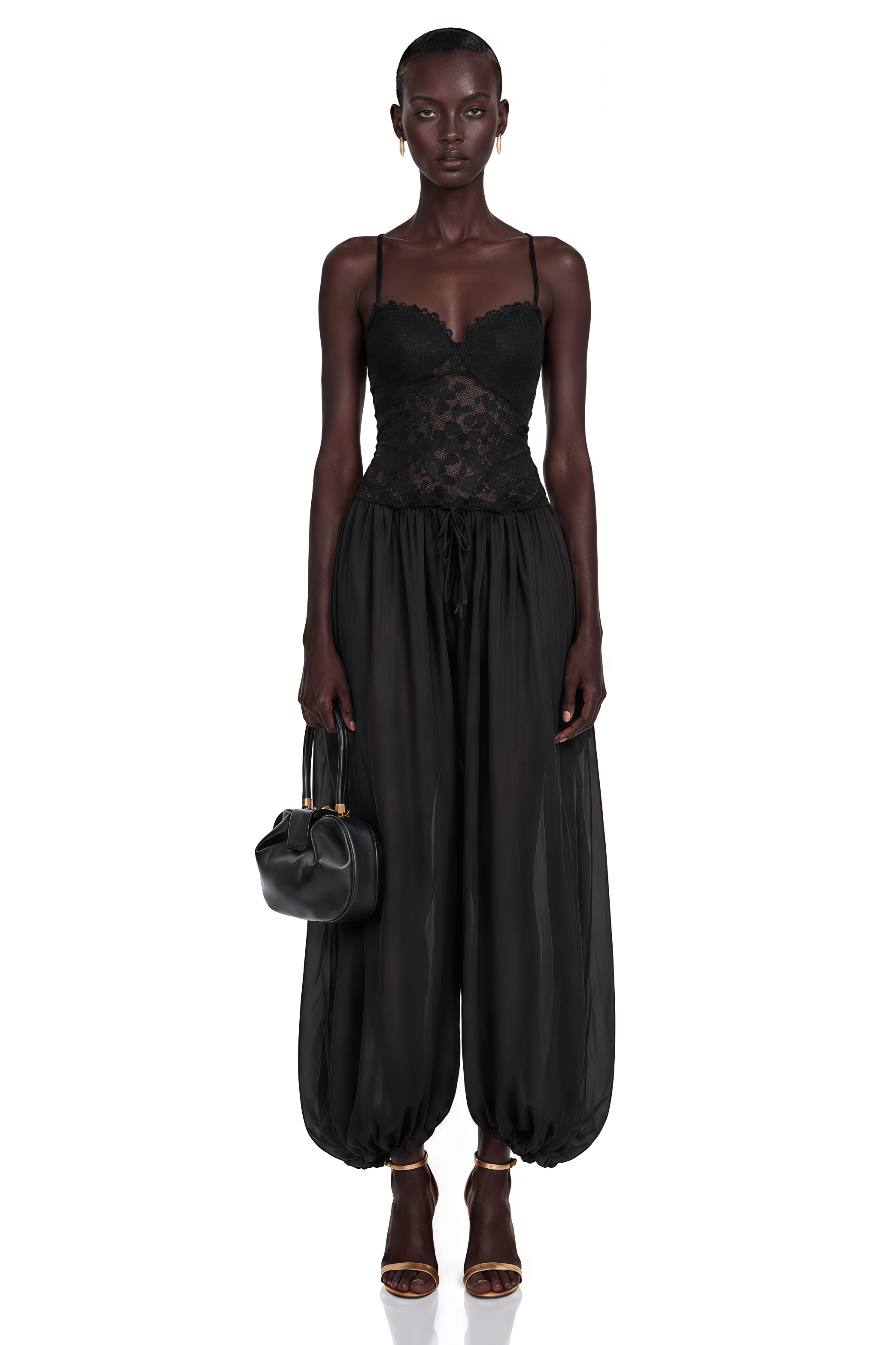 Agatha Black Semi-Sheer Lace Jumpsuit