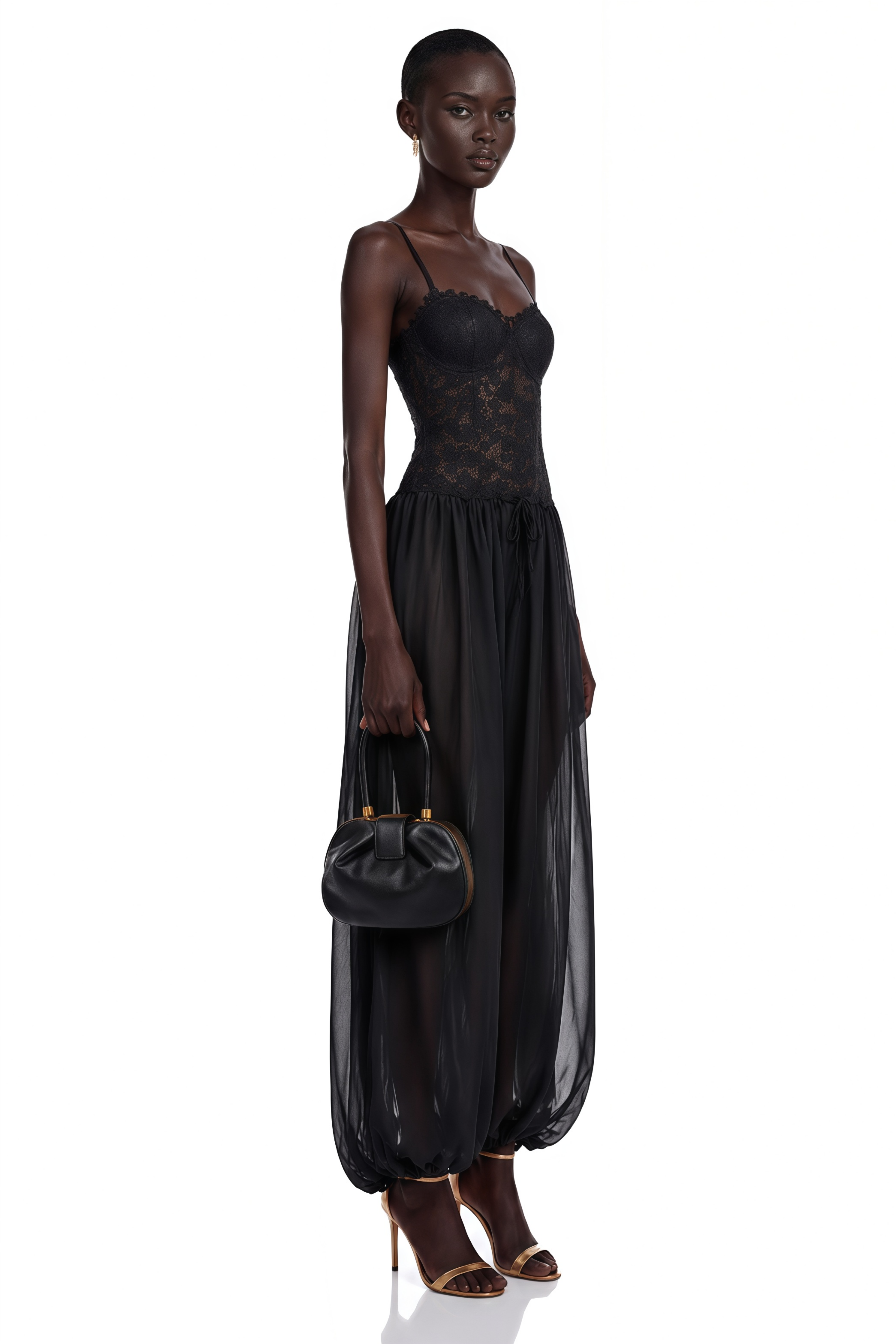 Agatha Black Semi-Sheer Lace Jumpsuit
