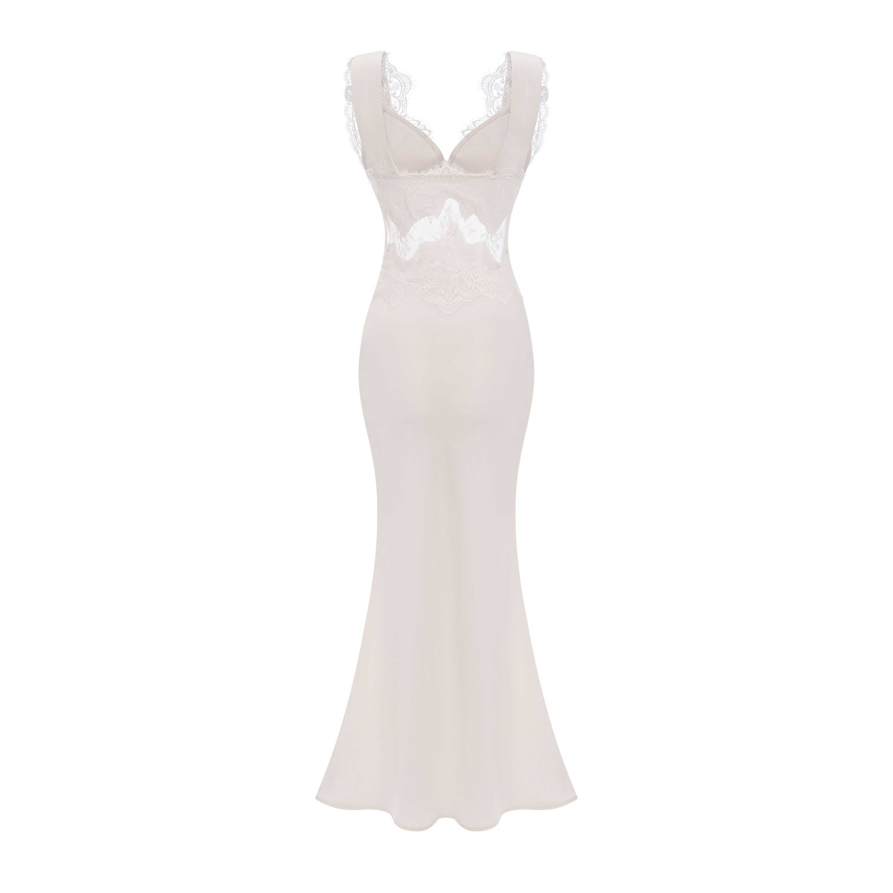 Aitana Neutrals Satin Maxi Dress with Lace Panels