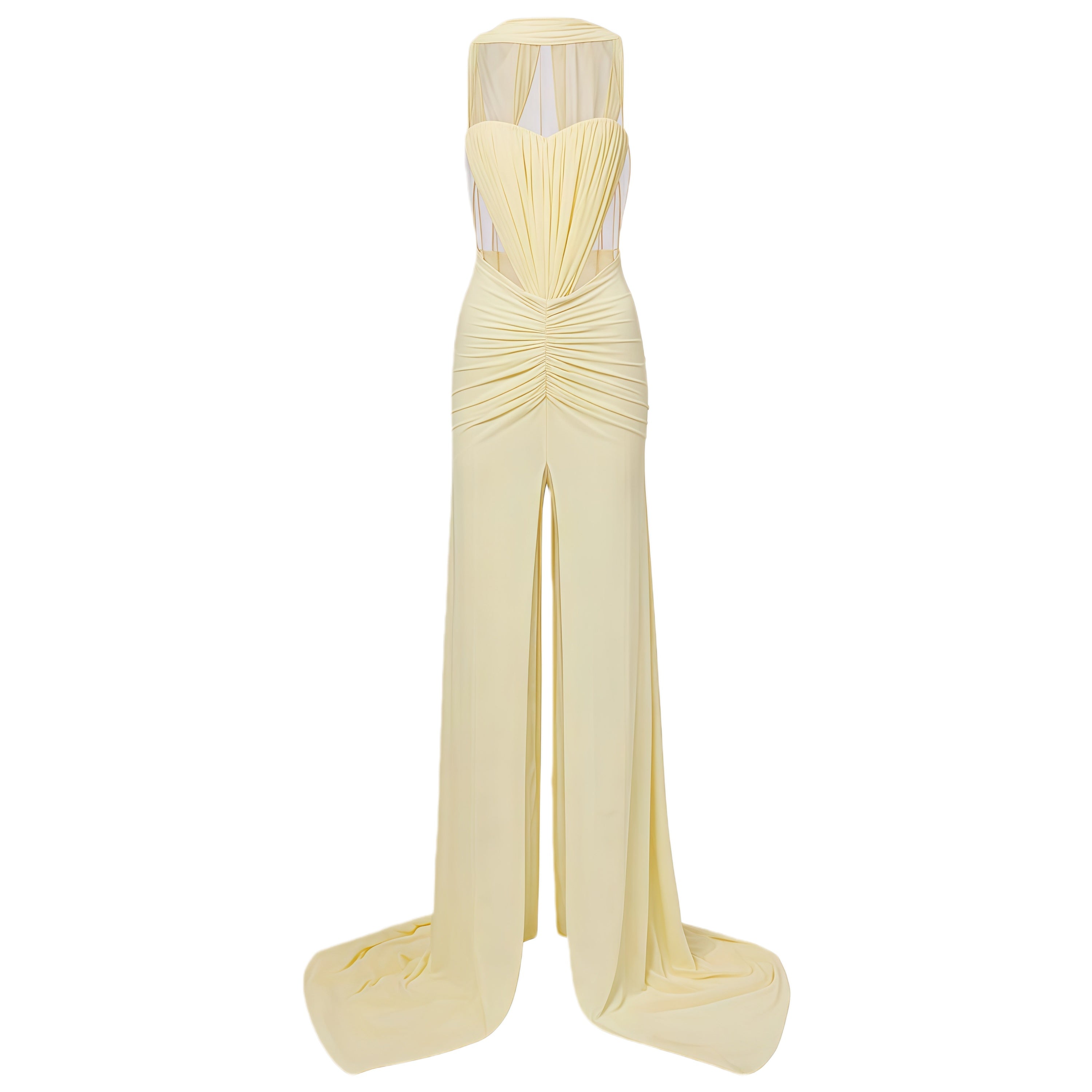 Alexandra Gelbes Maxikleid mit Cut-Out-Detail und hohem Schlitz