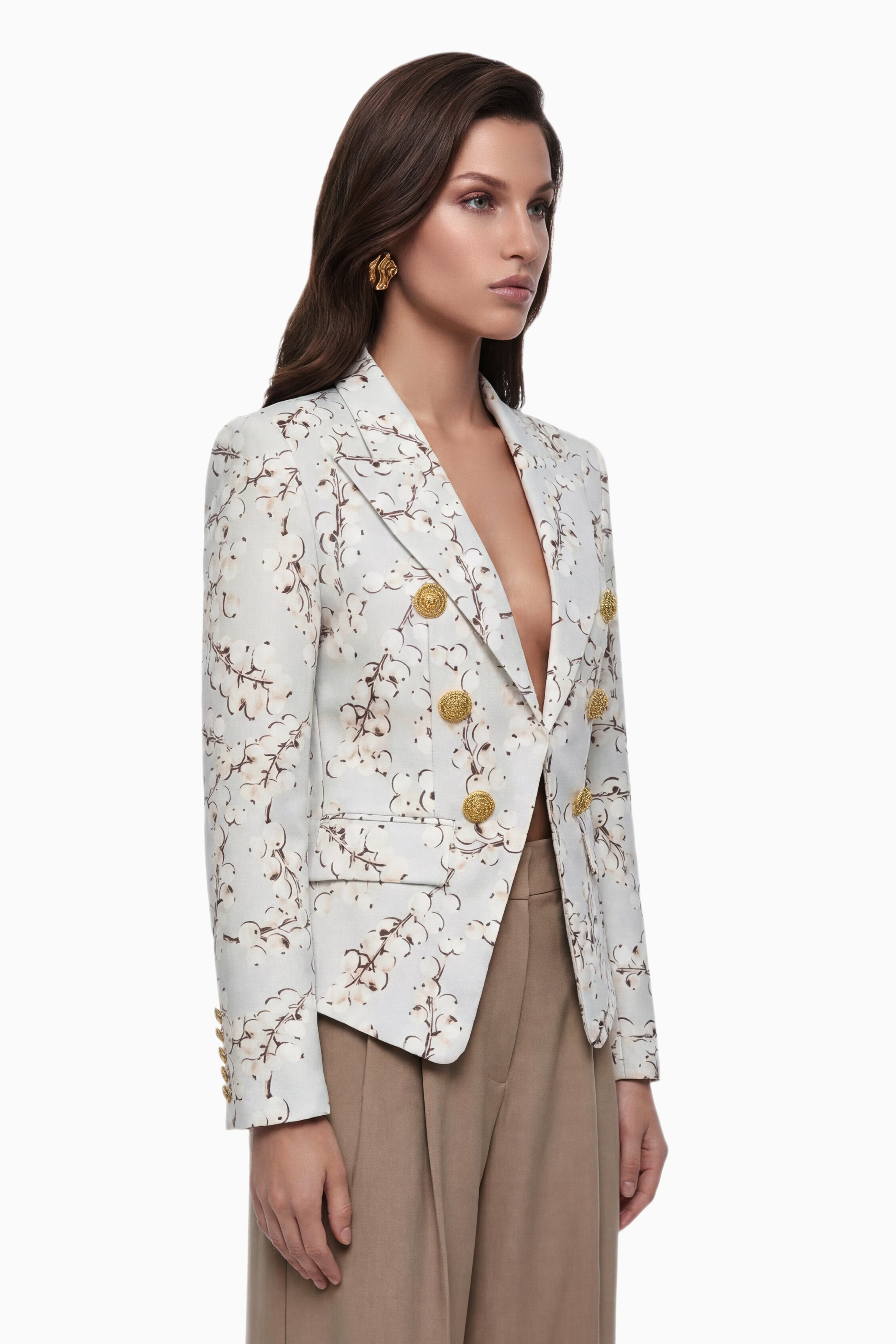 Amélina Blazer in Cremeweiß mit grafischem Print