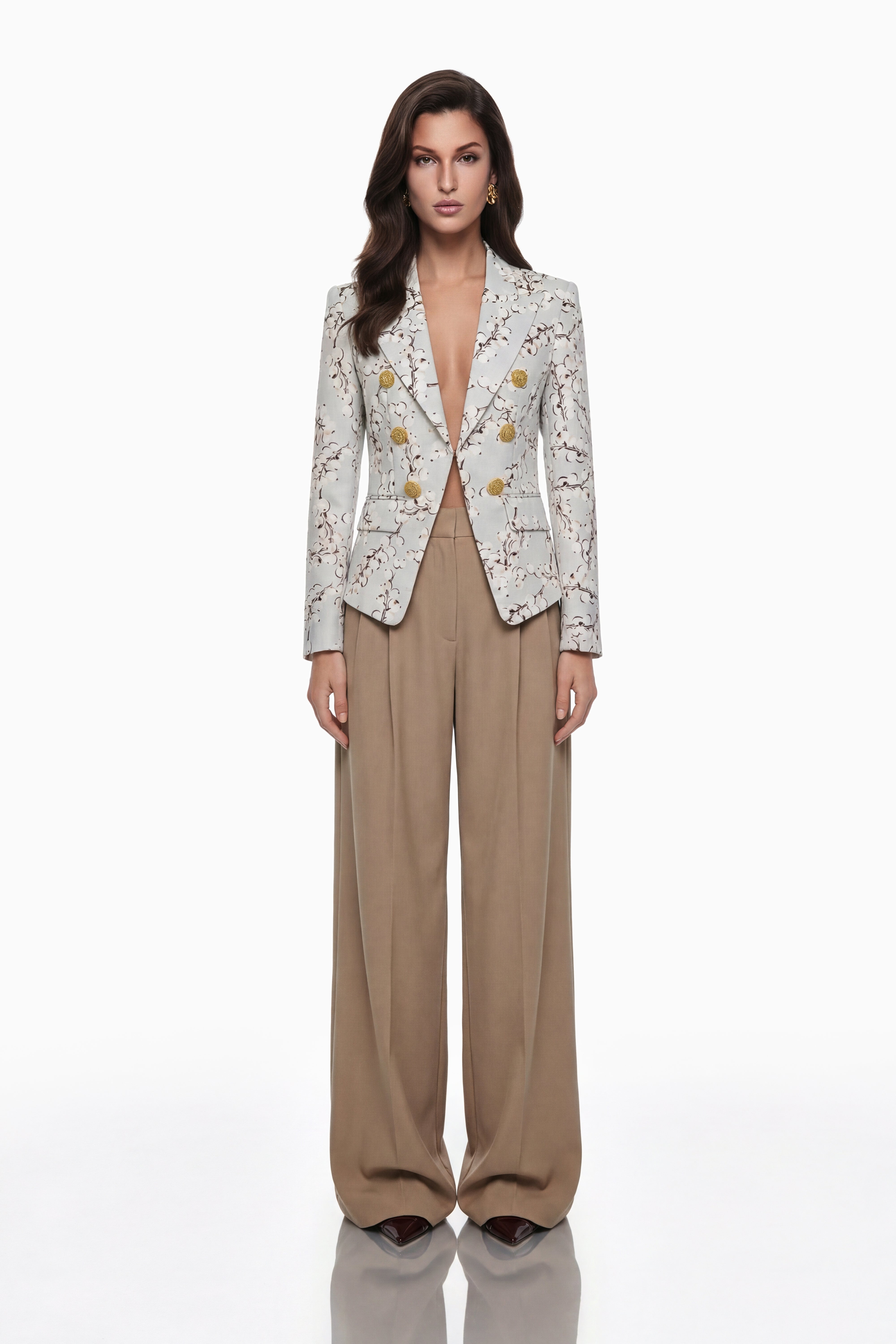 Amélina Blazer in Cremeweiß mit grafischem Print