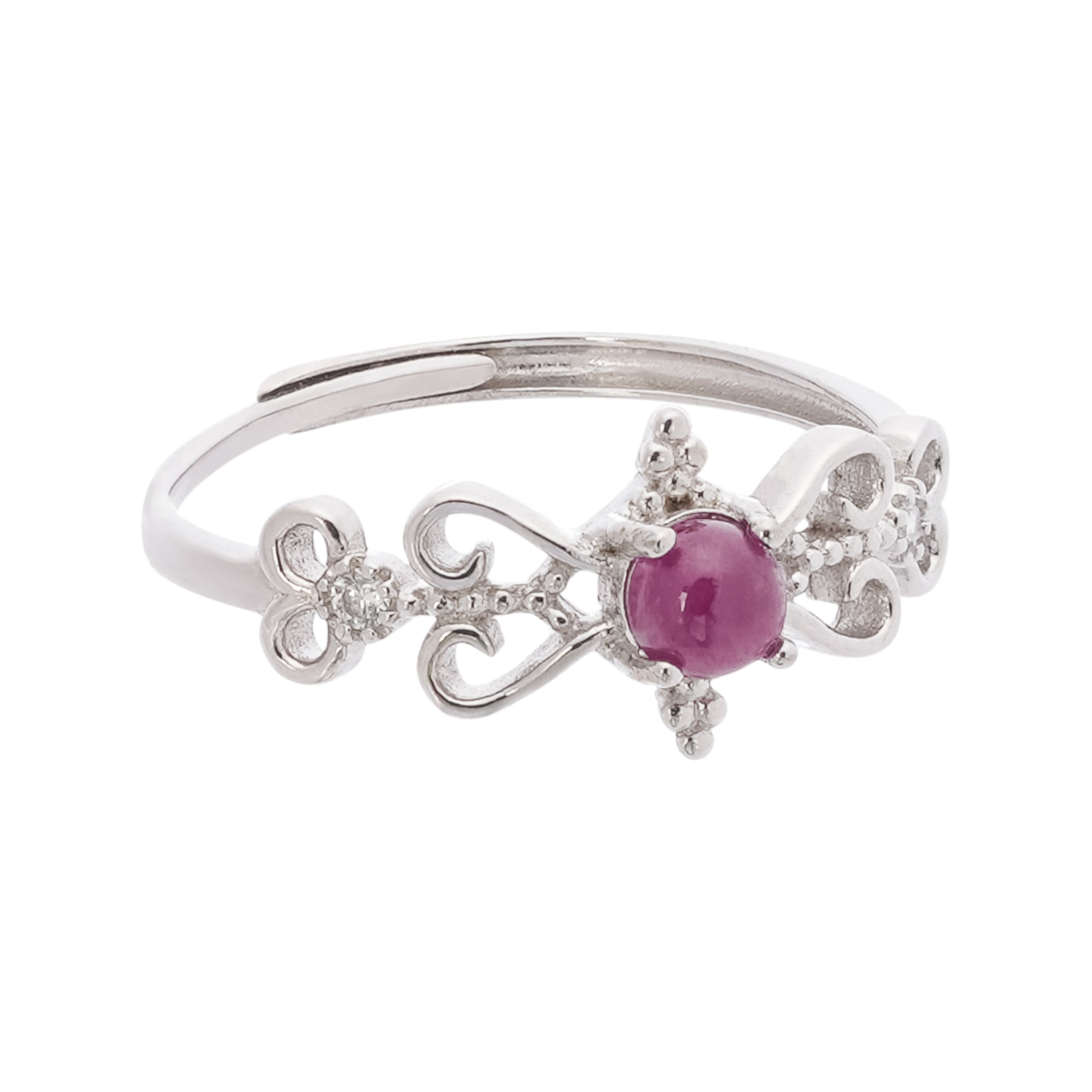 Angeline Ruby Cabochon Vintage Filigree Sterling Silver Ring