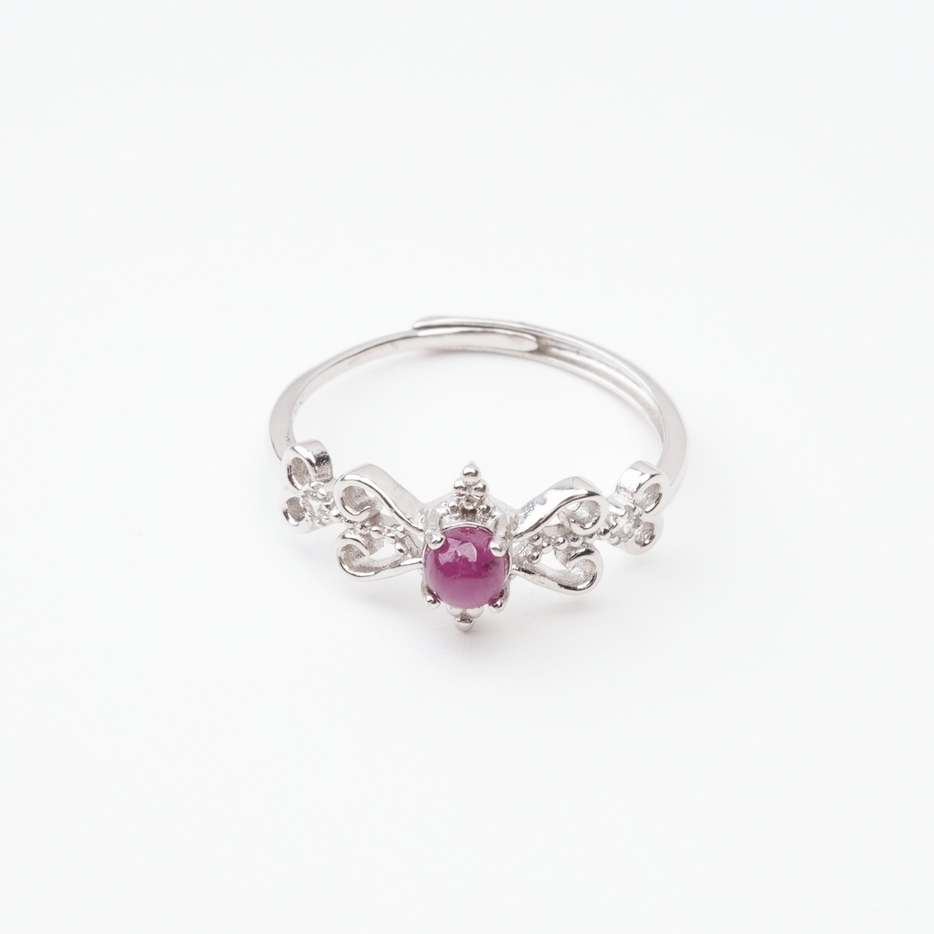 Angeline Ruby Cabochon Vintage Filigree Sterling Silver Ring