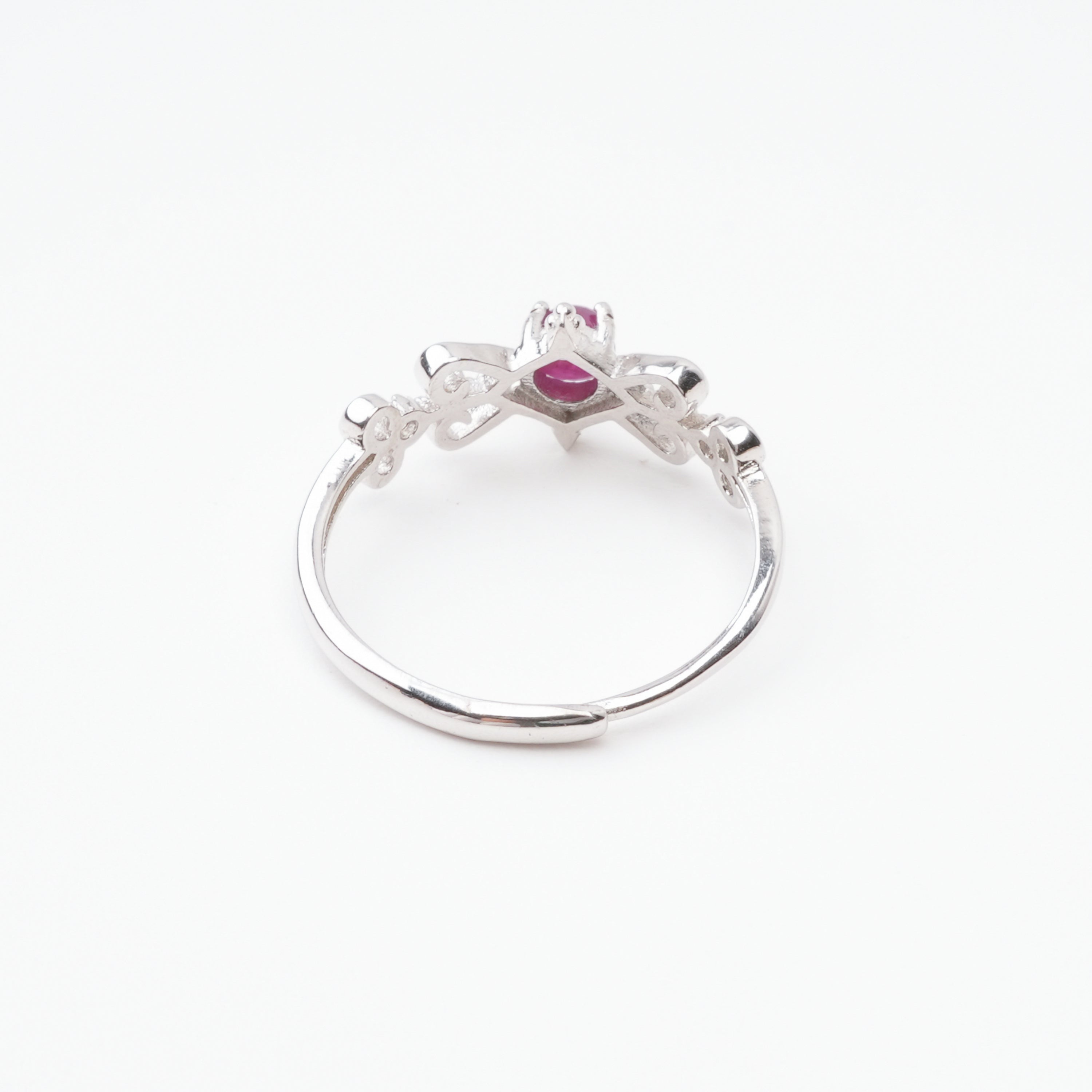 Angeline Ruby Cabochon Vintage Filigree Sterling Silver Ring