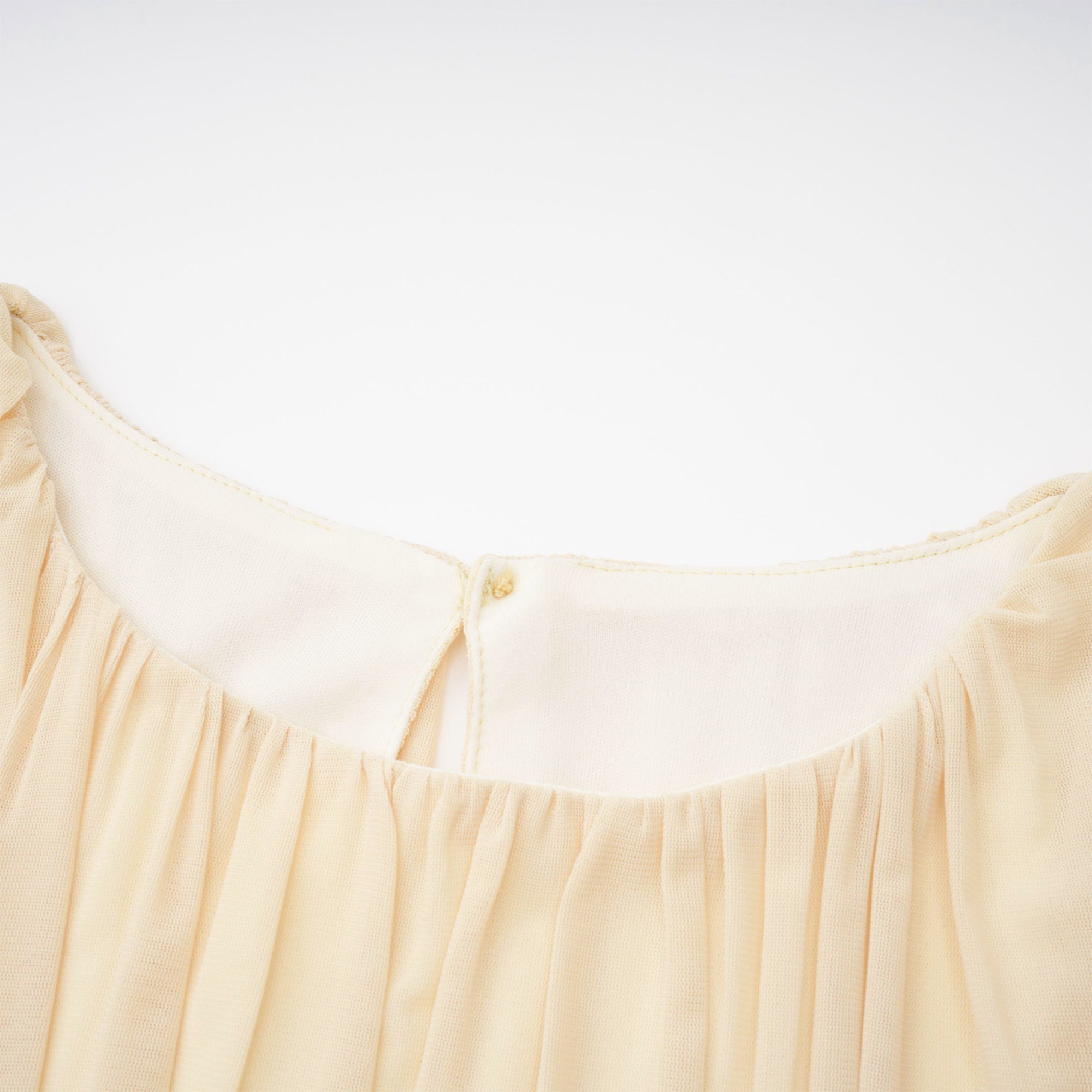 Robe longue plissée à manches lanterne jaune Annabelle