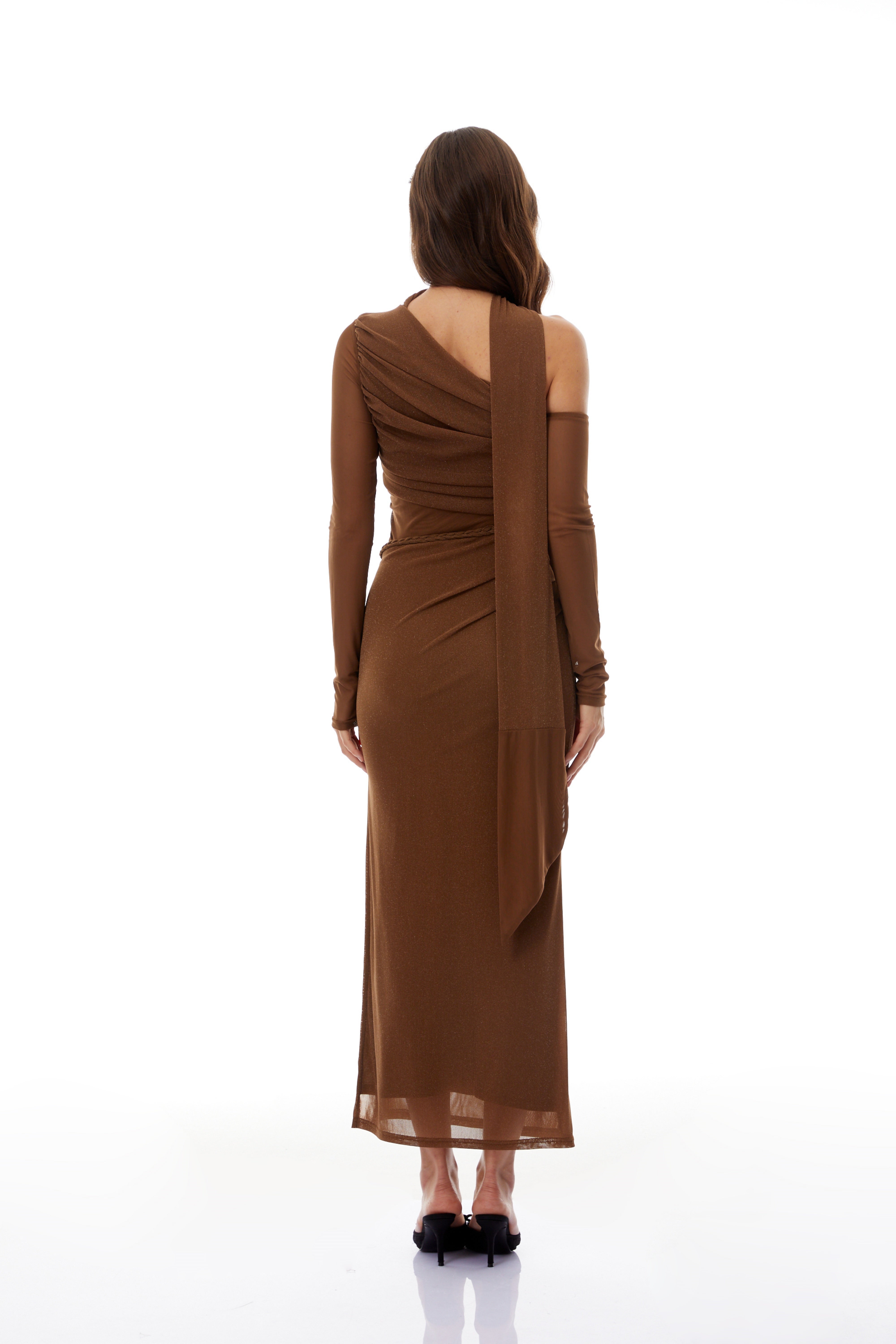 Antonia Brown Braid Detail Maxi Dress