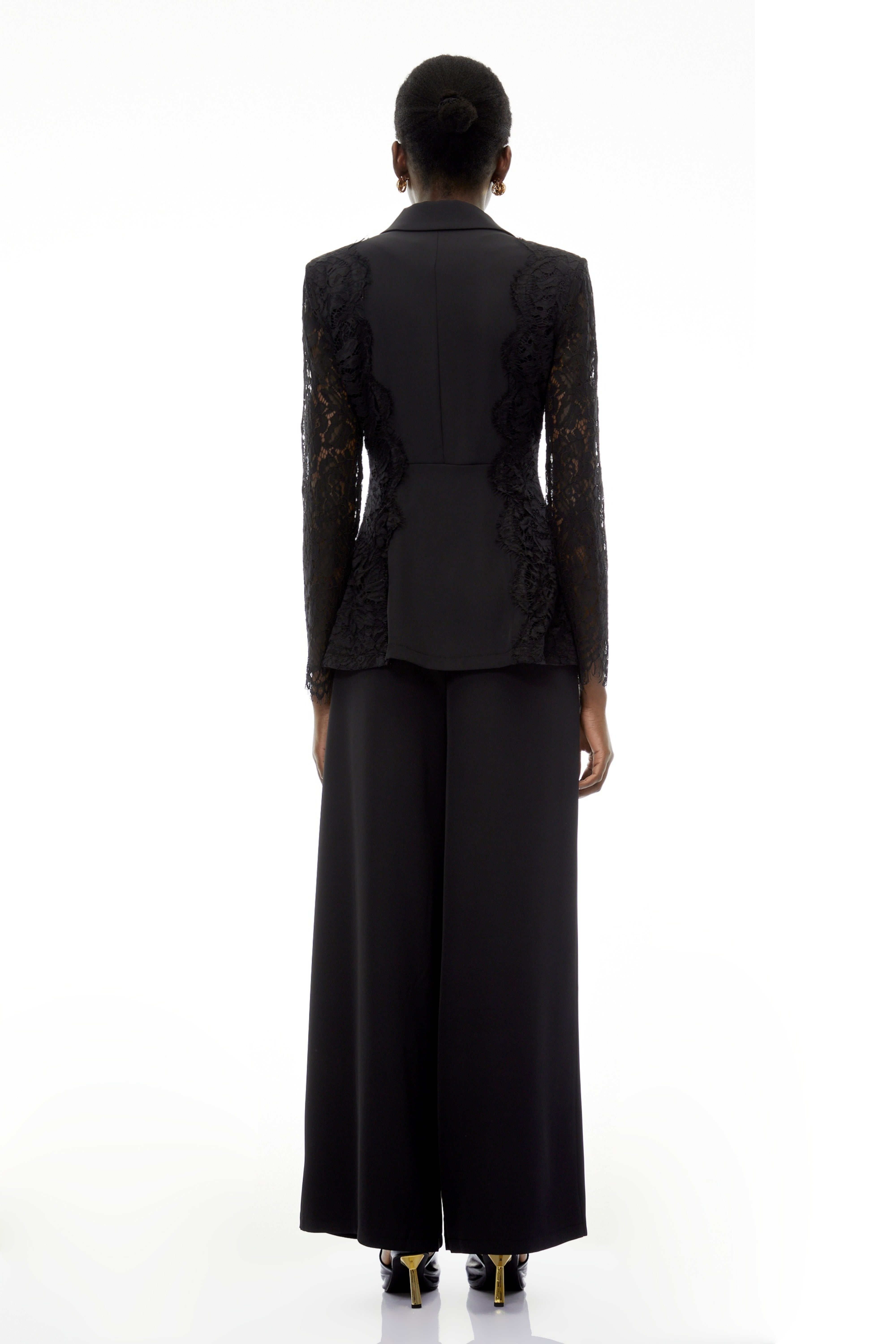 Arabella Black Long Sleeve Lace Blazer & Trouser Set (Final Sale)