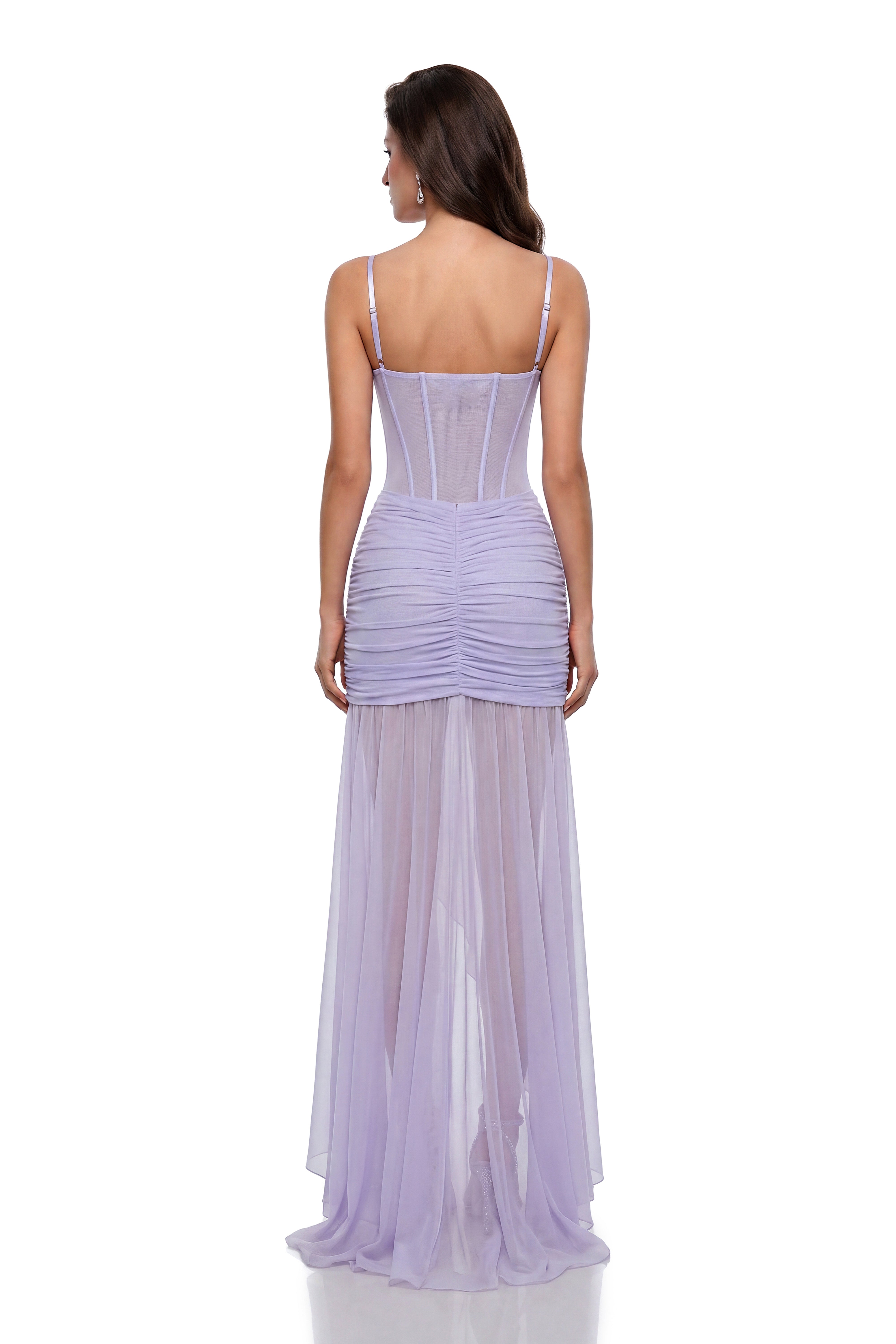 Artemis Purple Ruched Asymmetrical Maxi Dress