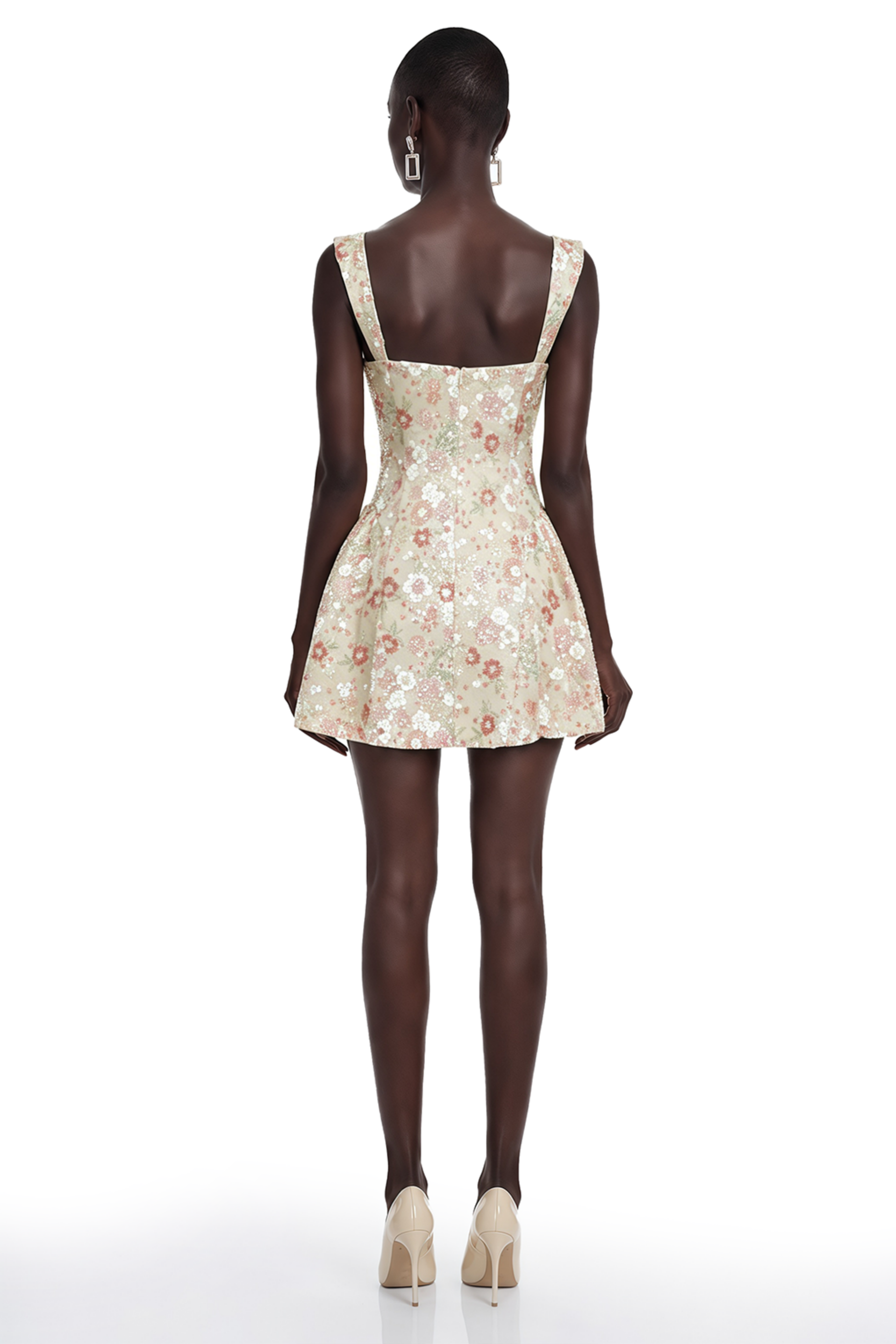 Mini-robe Ateretia à imprimé floral rose et paillettes