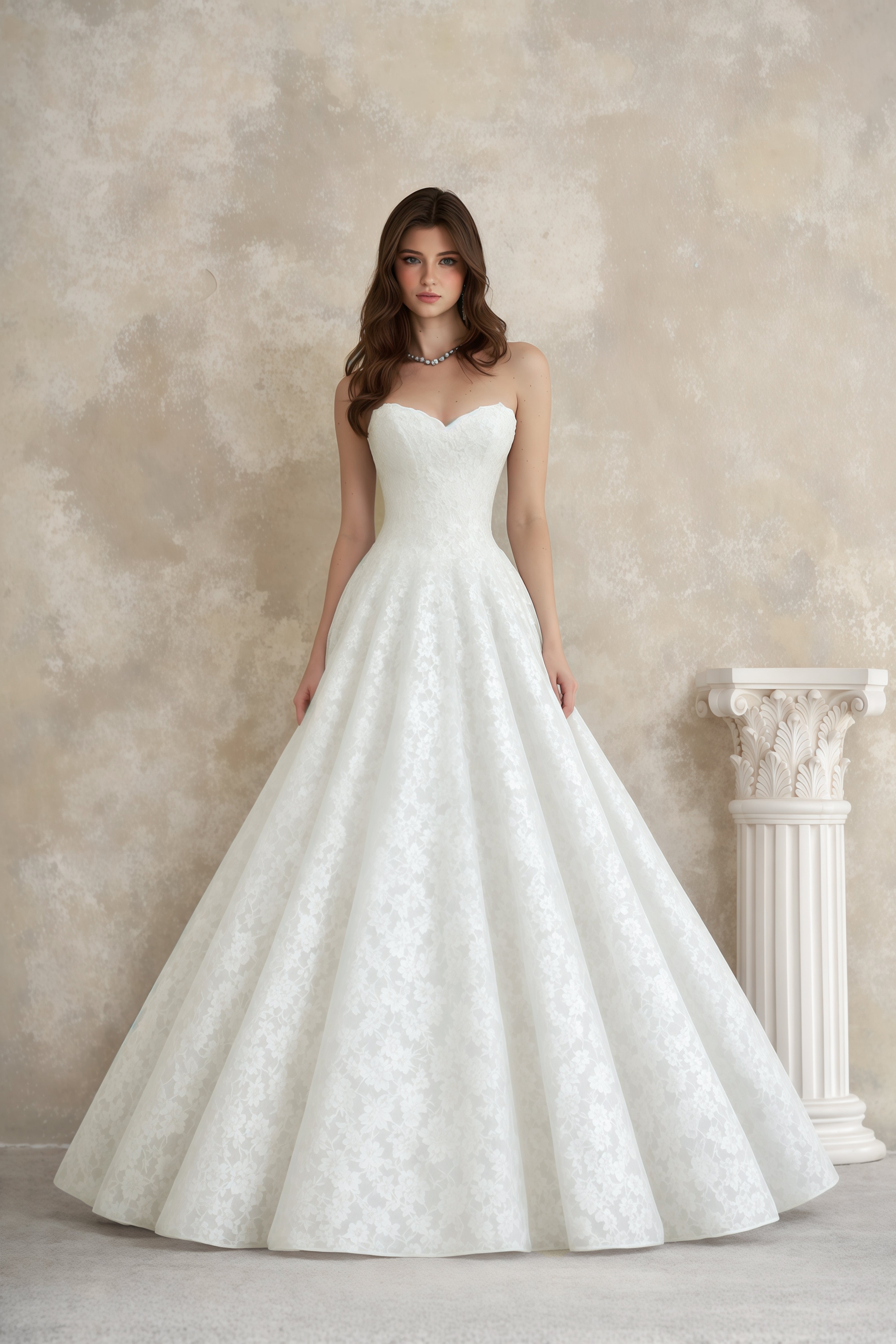 Aulera White Floral Lace Maxi Gown