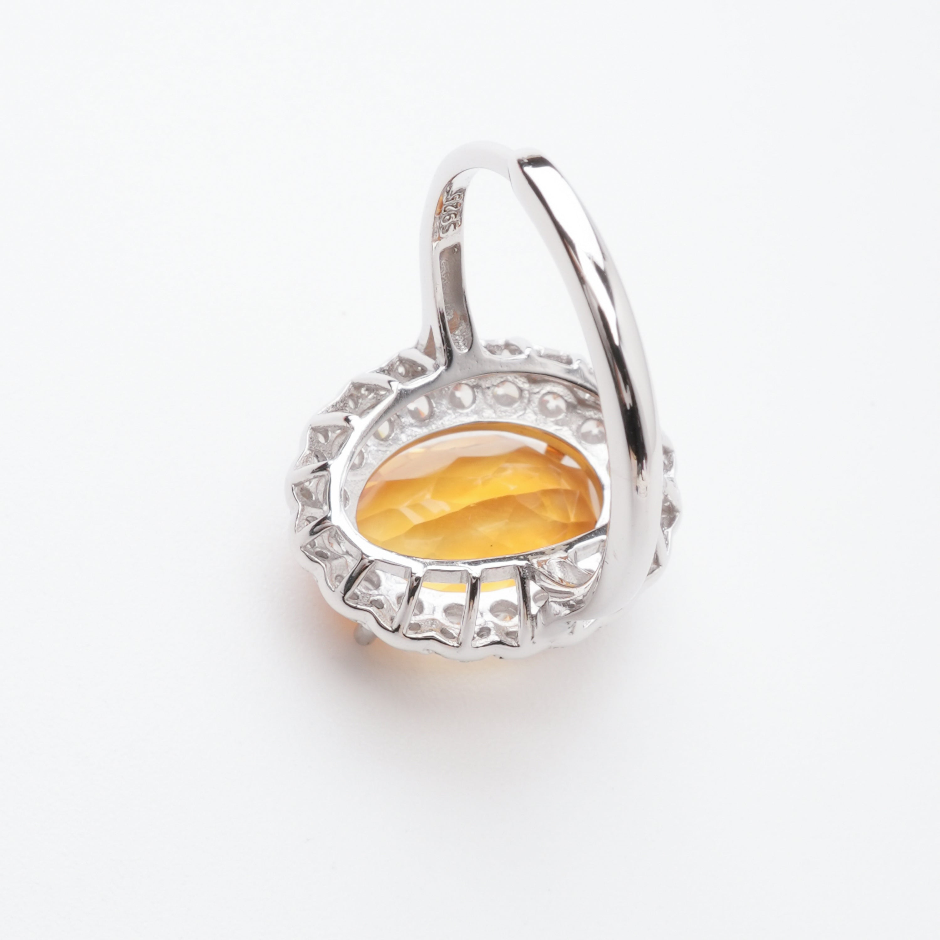 Aurelia Yellow Oval Citrine Halo Sterling Silver Ring