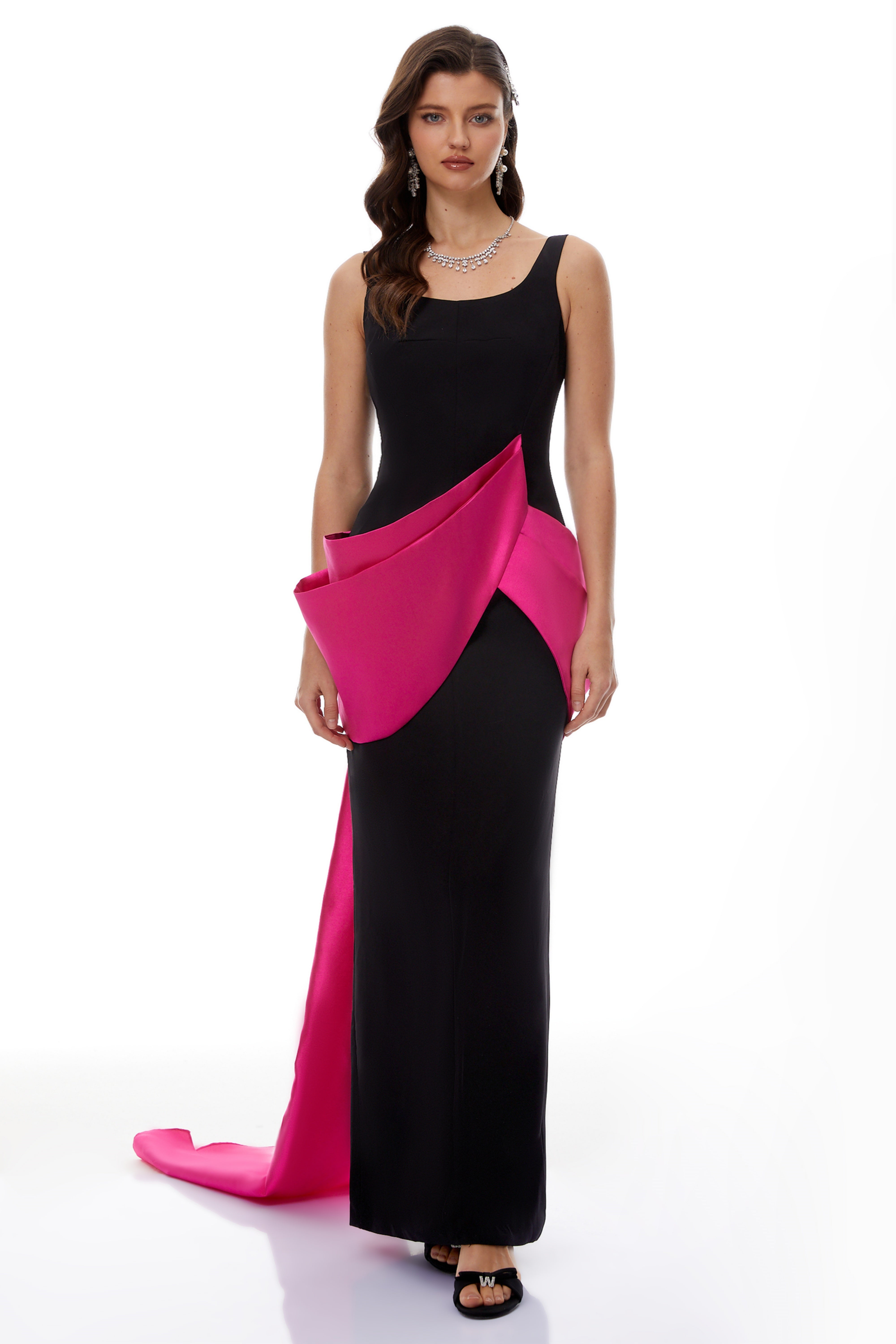 Aurora Black Color Block Layered Maxi Dress