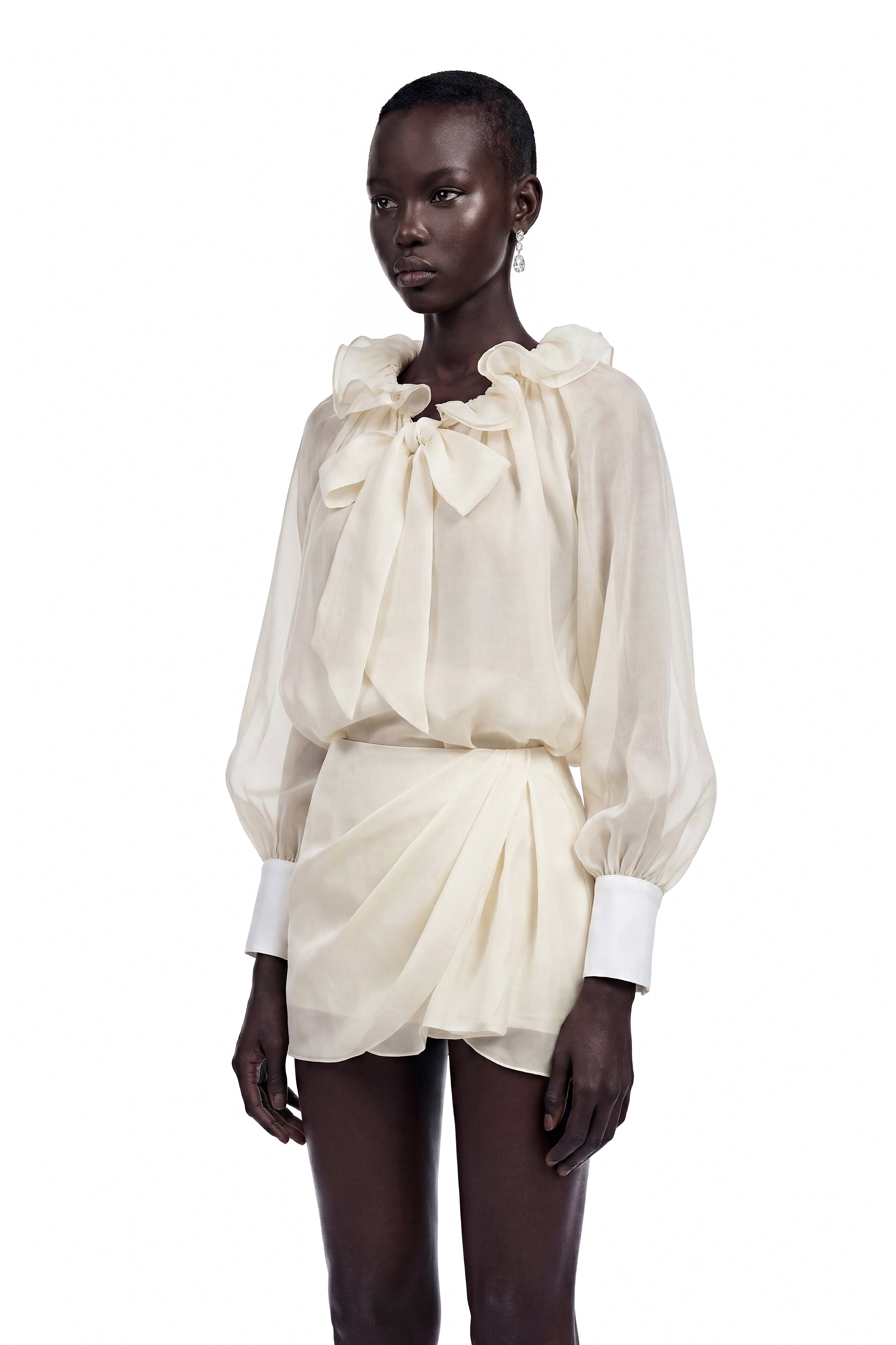 Bethany Cream Lace-Up Blouse