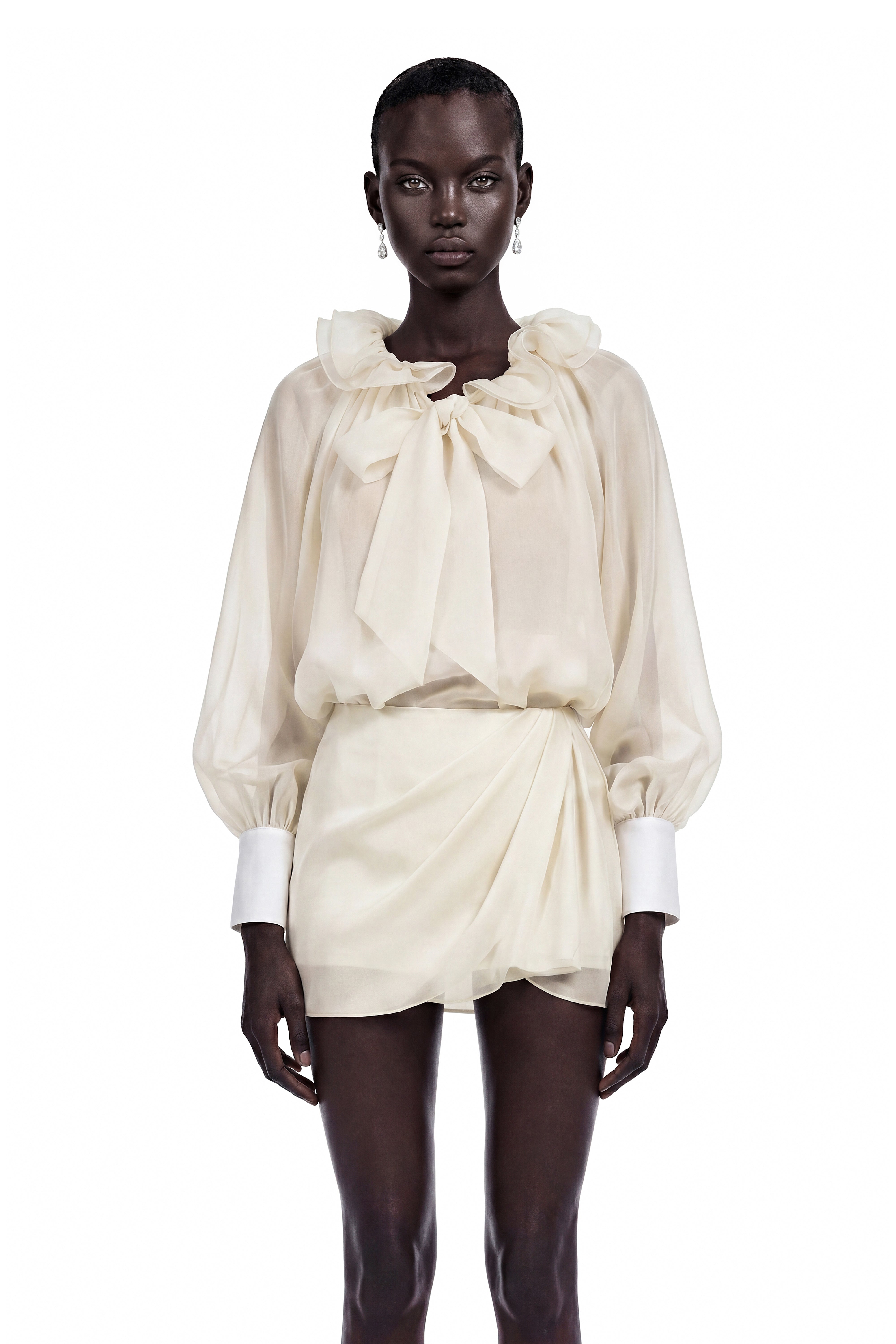 Bethany Cream Lace-Up Blouse